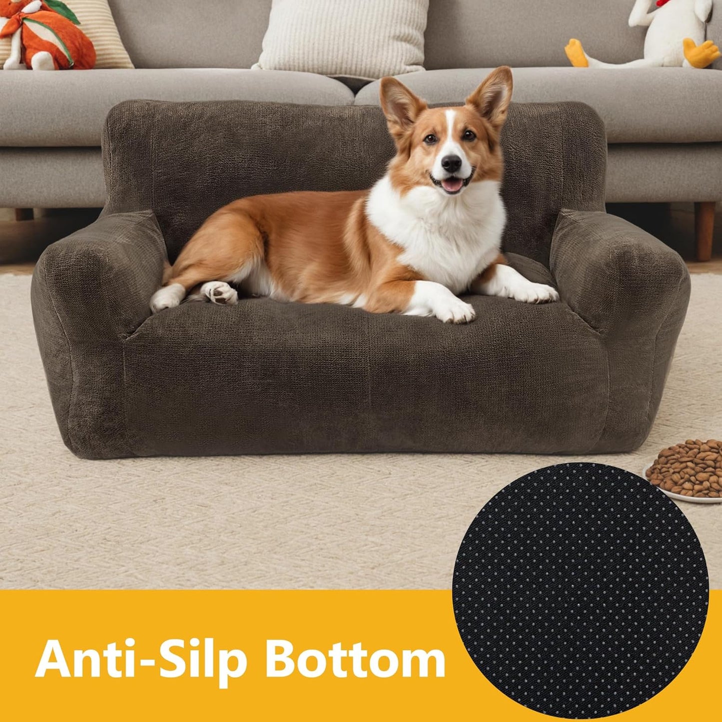 Lovupet Dog Couch for Small Medium Breed, Dog Sofa Bed Full Filled Sponge, No Assembly Need, PS581 (Mocha)