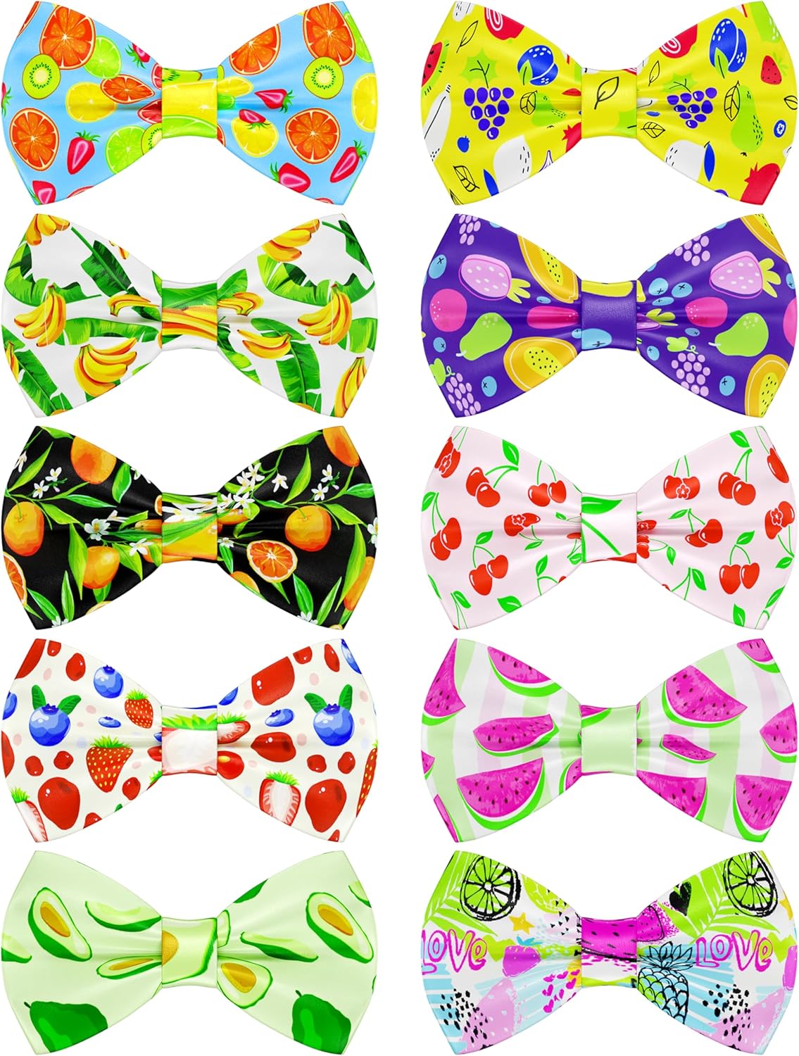 PET SHOW 10 Pack Fruit Small Dog Bow Ties Sliding Collar Attachments Puppy Cats Strawberry Bowties for Medium Dogs Avocado Bowknots Holiday Party Pet Grooming Accessories(Small)