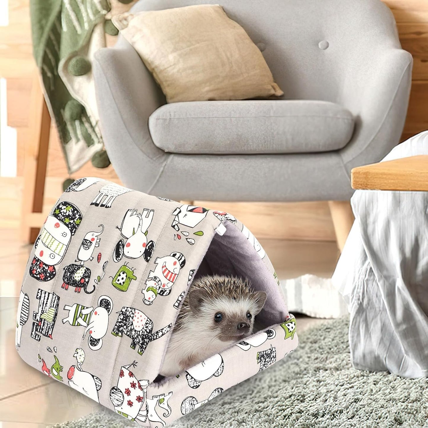 UPINS Guinea Pig Hideout,Guinea Pig Bed Washable Small Animal House Cage Accessories for Mouse Chinchillas Hamsters Hedgehogs Ferrets Bearded Dragons and Rats