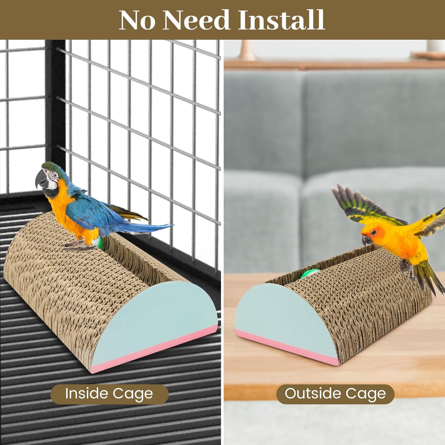 Parrot Cardboard Toy with Jingle Bells Bird Cage Perches Toy for Small to Regular Parrot Toys Bird Amazon, Grey Parrots, Parakeets,Macaw