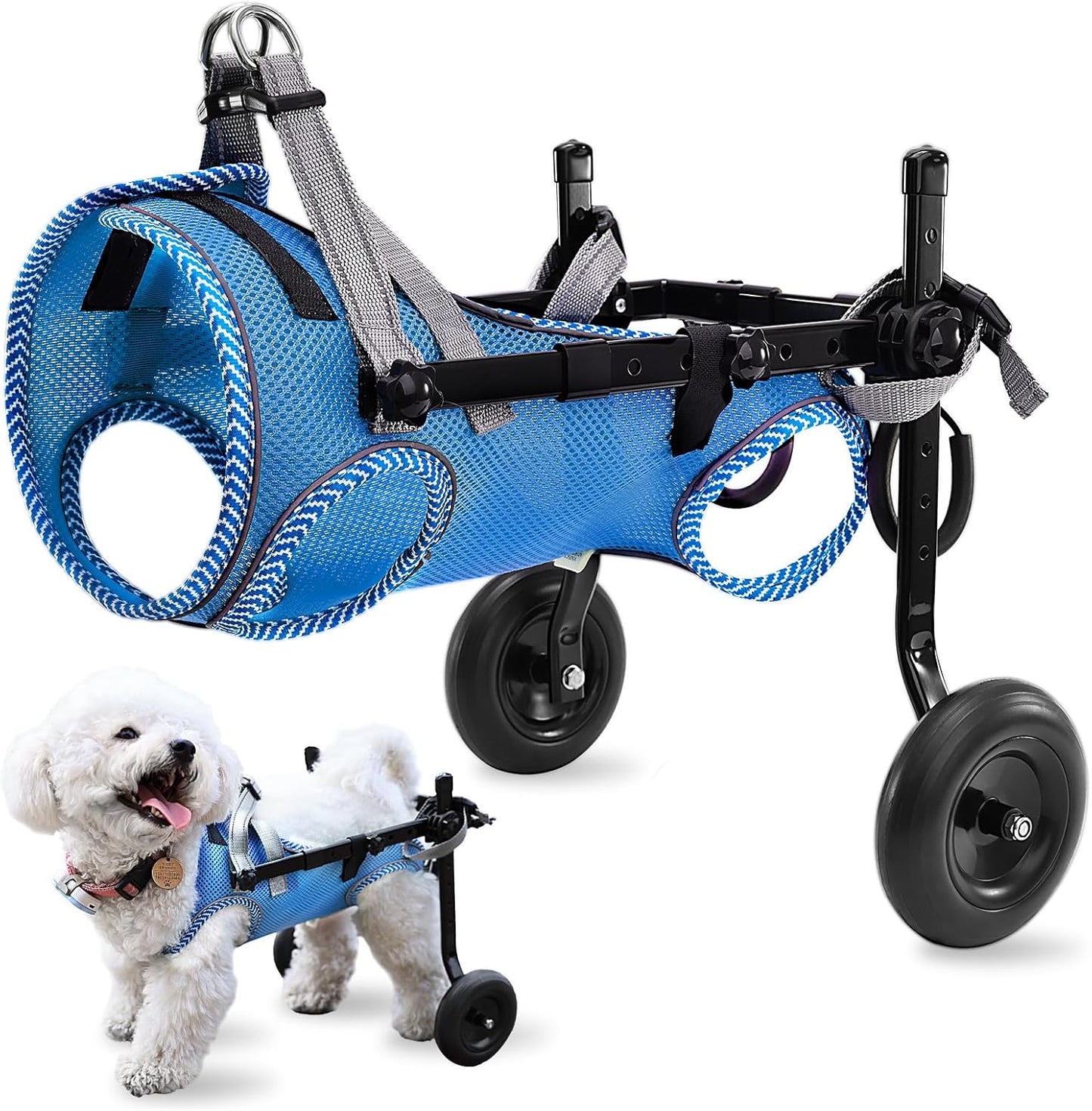 Updated Dog Wheelchair for Back Legs,Small Dog Wheelchair Carts with Wheels, Light Weight Wheelchair for Leg Support Helps Senior,Injured,Paralyzed, S & Blue