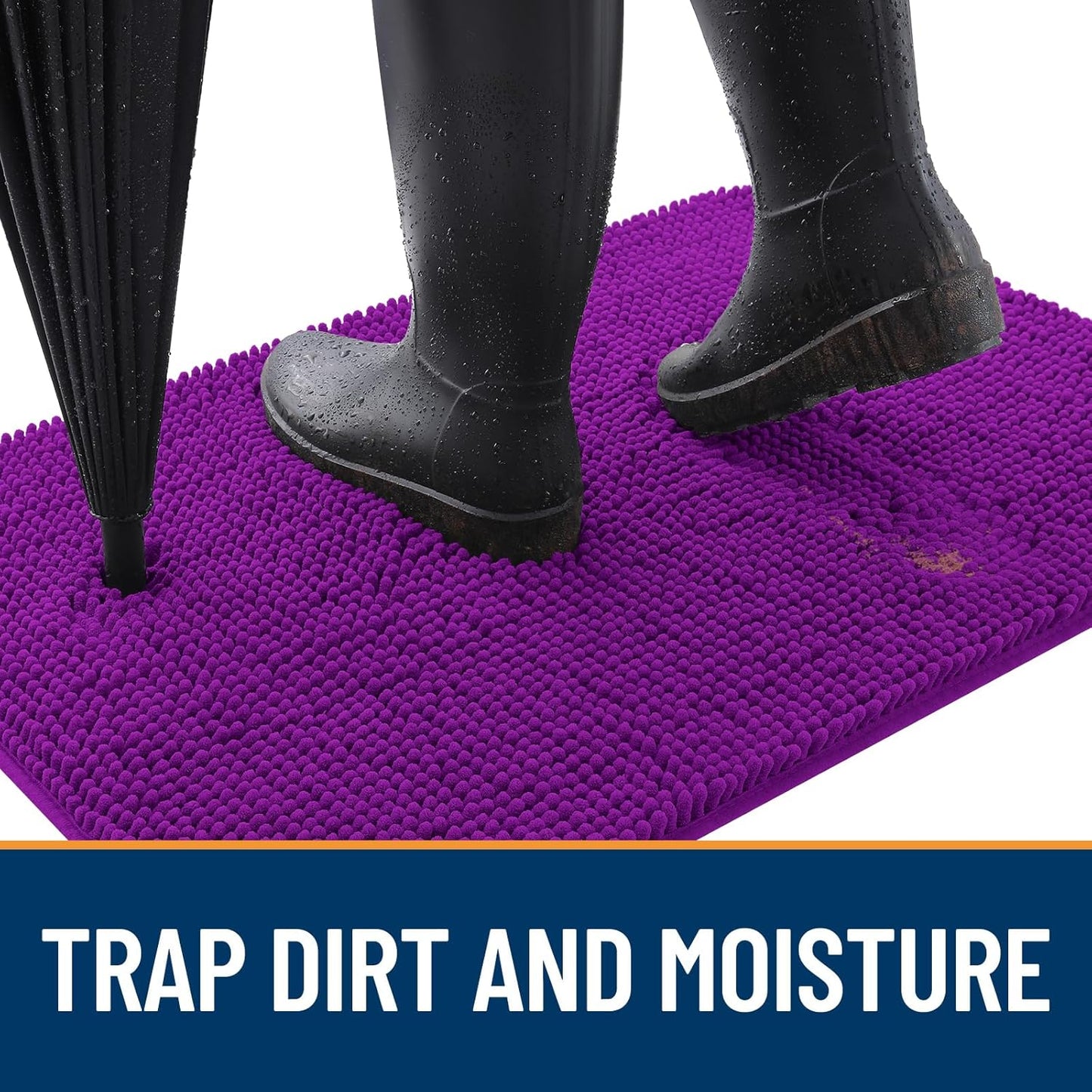 OLANLY Dog Door Mat for Muddy Paws 30x20, Absorbs Moisture and Dirt, Absorbent Non-Slip Washable Doormat, Quick Dry Chenille Mud Mat for Dogs, Entry Indoor Entryway Carpet for Inside Floor, Purple