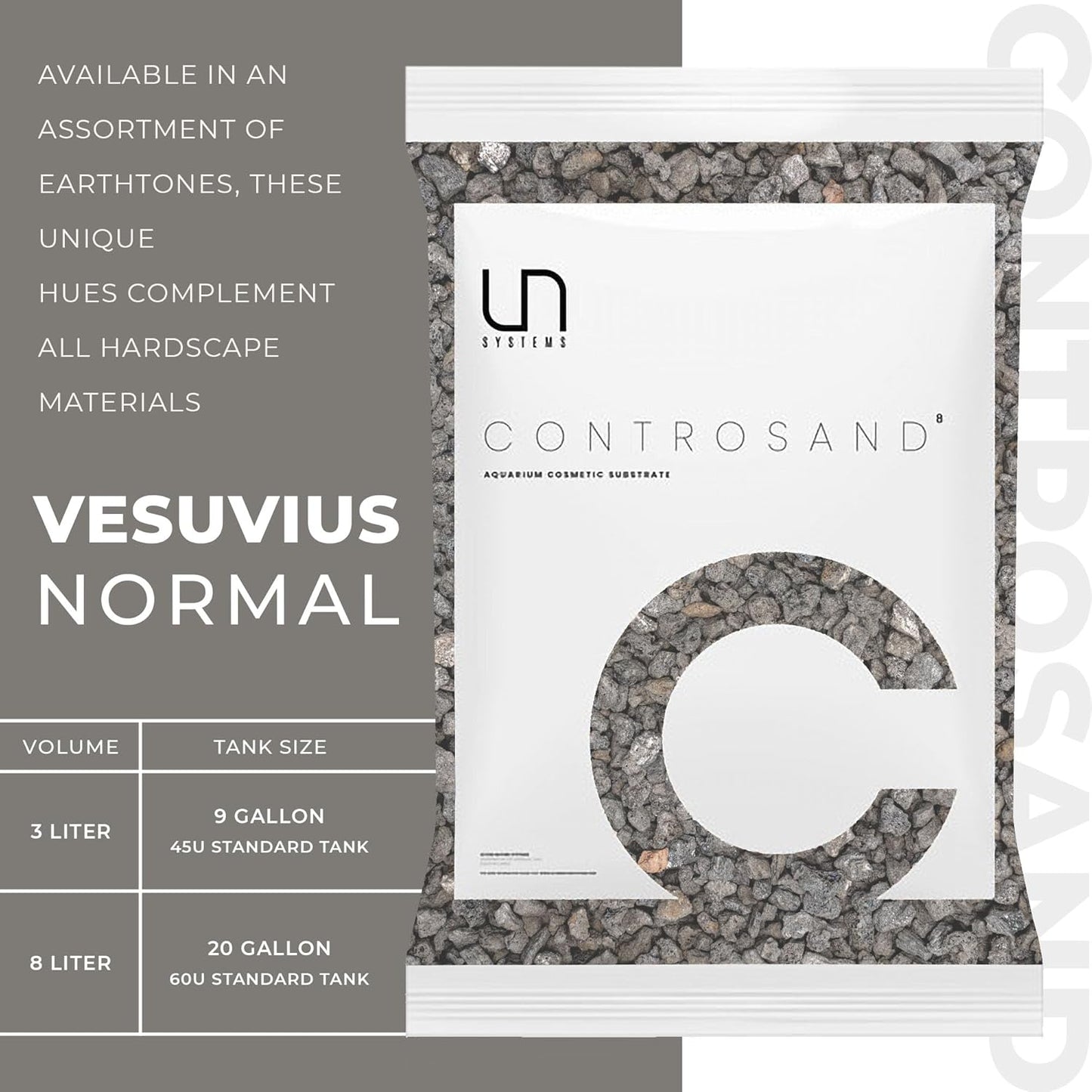 Ultum Nature Systems Controsand Vesuvius Aquarium Gravel (8L) - Versatile Substrate for Planted & Shrimp Tanks