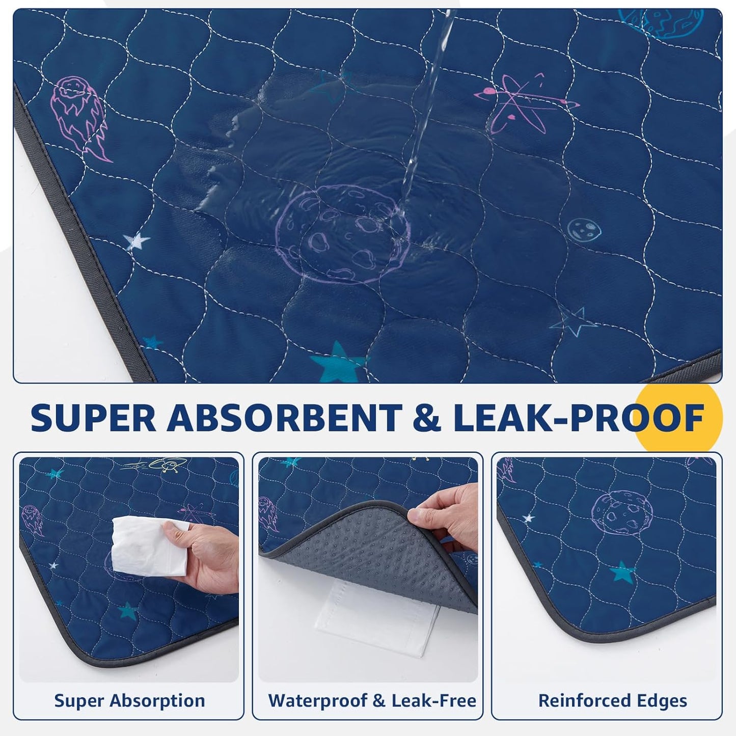 LOOBANI Washable Pee Pads for Dogs: Extra Large Dog Pee Mat Waterproof 72" x 72", Reusable Pet Whelping Pads, Absorbent and Non-Slip Dog Training Mats for Playpen, Floor, Sofa Protection, Cage, Blue