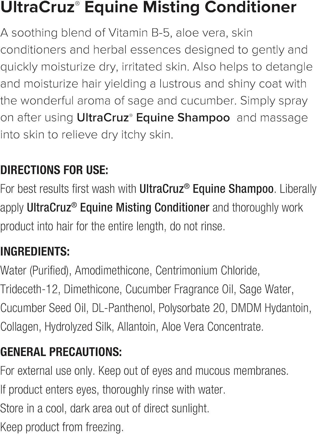 UltraCruz® Equine Misting Conditioner, 1 gal Refill