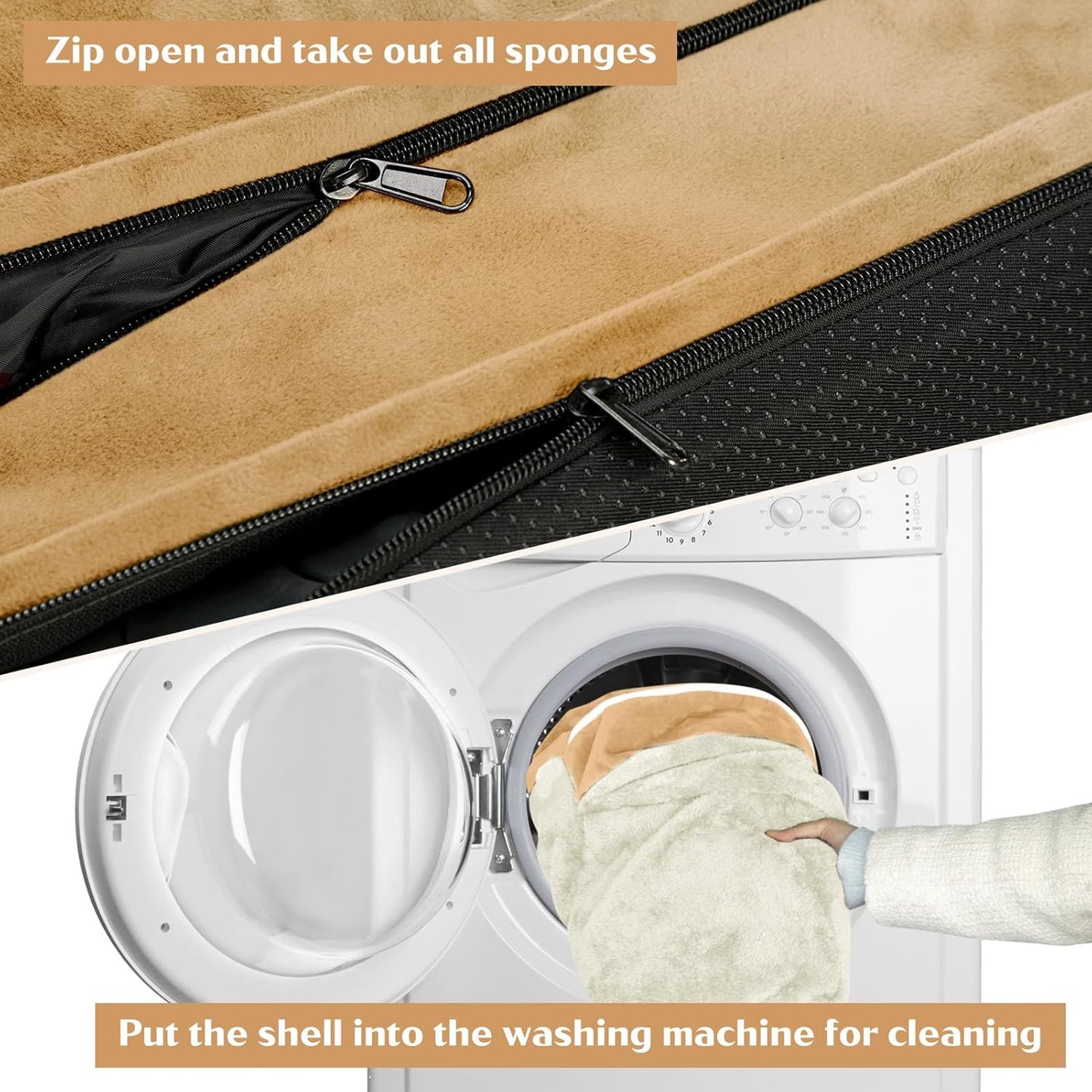 Comfort Expression Large Dog Beds Waterproof Orthopedic Foam Dog Sofa Beds Comfy Pet Bed with Washable Removable Cover & Non-Slip Bottom(Large,Khaki)