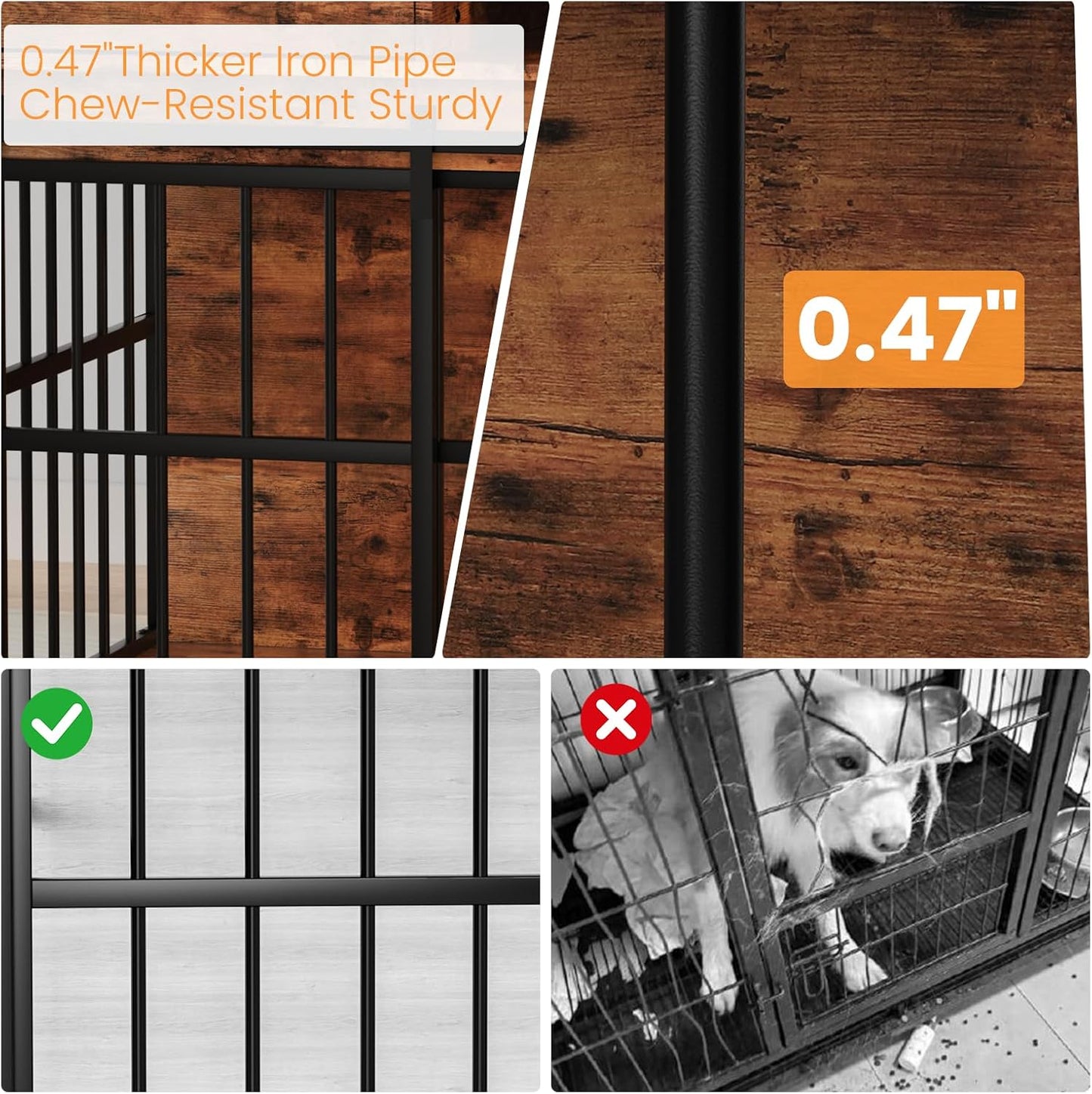 35.5" Dog Crate Furniture, Wooden Dog Crate Furniture for Medium Small Dogs, Wooden Dog Kennel End Table with Drawer and Open Shelves, Sliding Door Dog Kennel Furniture