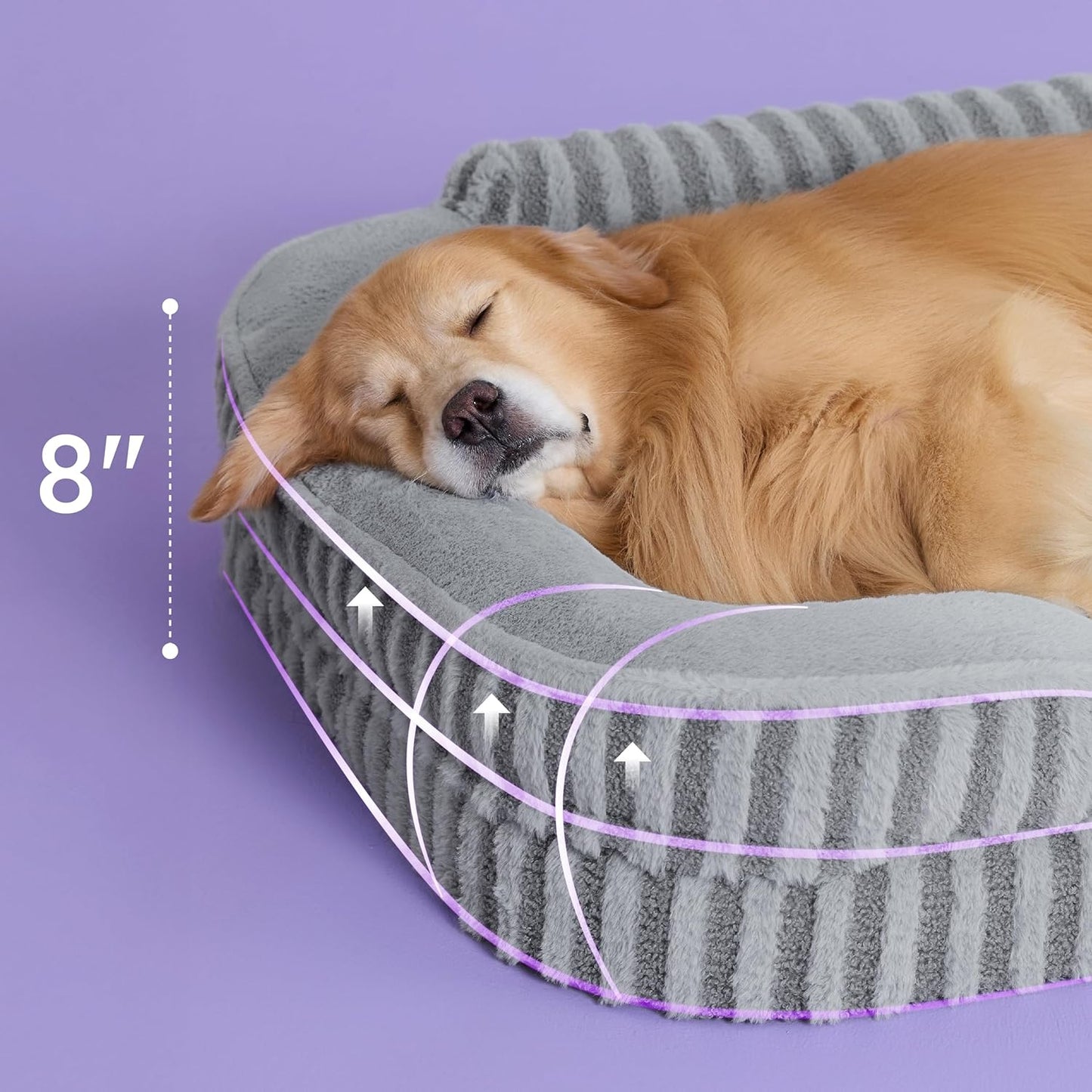 LE SURE Cute XL Dog Beds, Orthopedic Waterproof Dog Bed for Extra Large Dogs, Non-Slip Bottom and Egg-Crate Foam Big Pet Couch Sofa with Washable Removable Cover, Grey