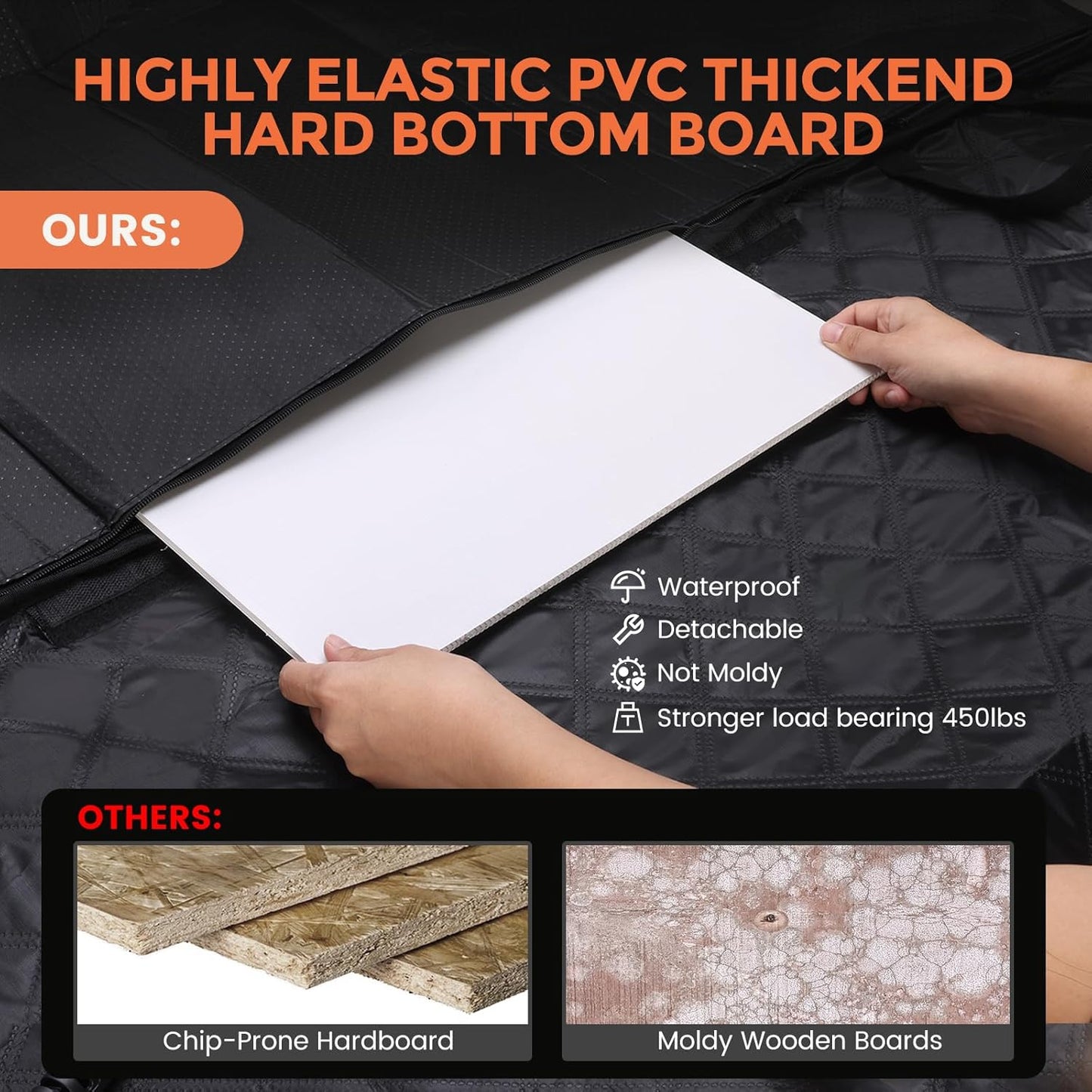 Back Seat Extender for Dogs - Holds 450lbs, Waterproof Dog Car Seat Cover for Back Seat with Hard Bottom for Cars SUVs Truck,Anti-Scratch No Slip Large Space Pet Backseat Protector,Black