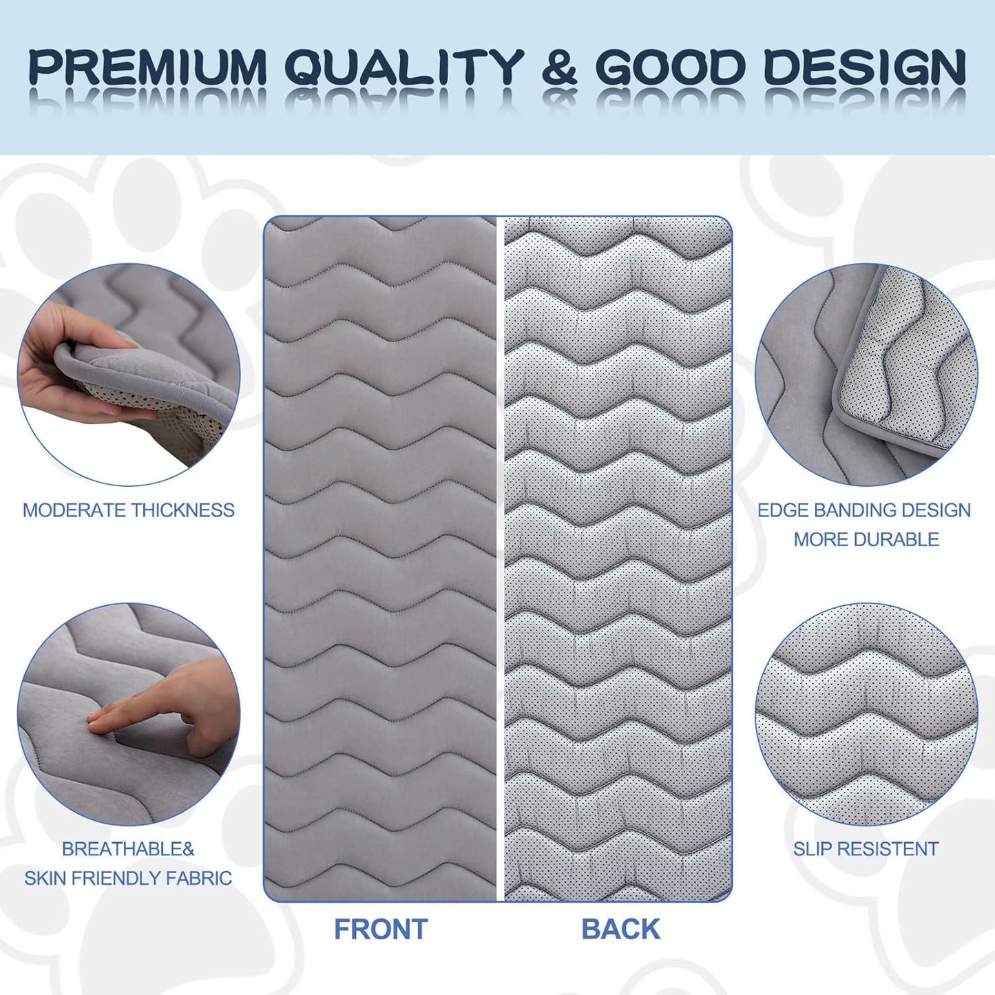 Bubble bear Dog Crate Mat - Upgraded Thick, Ultra Soft, Washable & Anti-Slip Kennel Pad for Small/Medium/Large Dogs, Dark-Hued to Hide Stains (36"x23")