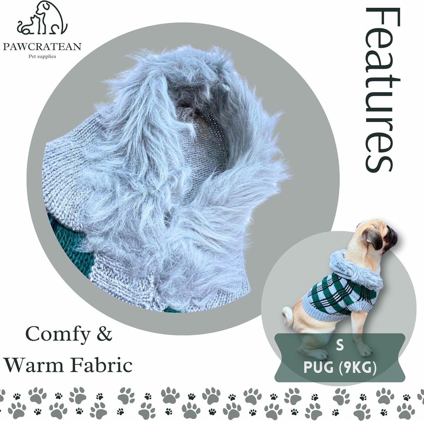 Cute Sweater for Dogs and Cats Soft Flannel Pet Outfit Warm and Cozy Animal Hoodie Small to Large Pet Clothes for Halloween Parties and Everyday Wear (Medium, Green Checkered with Hat)