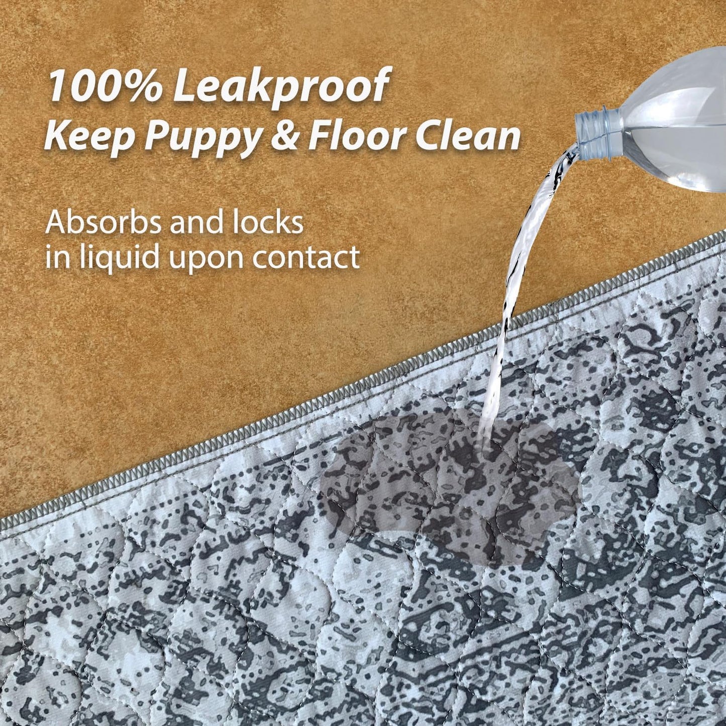 nunubaby Washable Pee Pads for Dogs, Stylish, Non-Slip and Leak-Proof Pee Pads. Reusable Potty Pads for Dogs for Crates and Floors.(Gray/Geo, 36" x72")