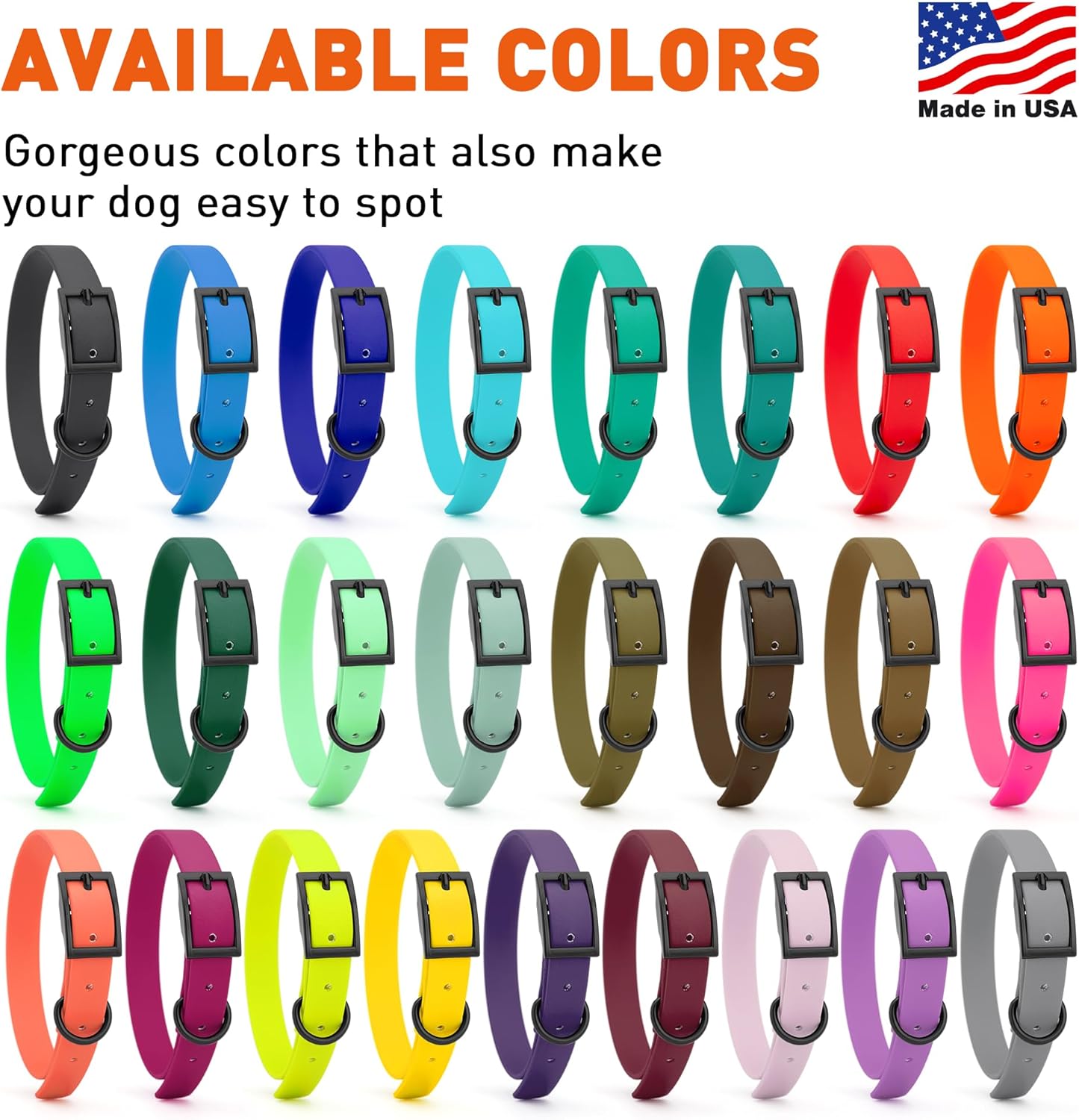 Dogline Biothane Waterproof Dog Collar Strong Coated Nylon Webbing with Black Hardware Odor- Proof for Easy Care Easy to Clean High Performance Fits Small Medium or Large Dogs, Magenta Pink