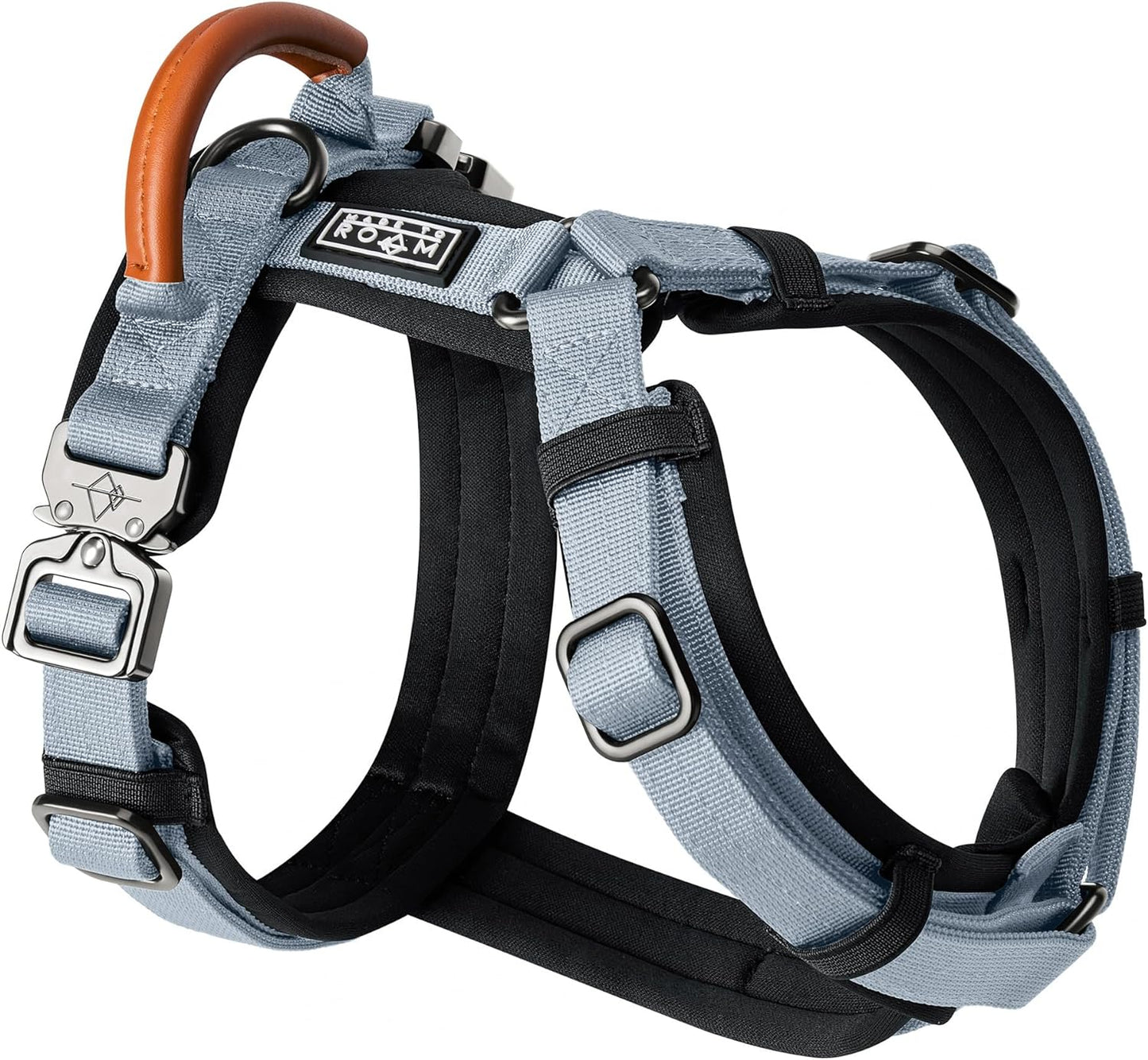 MADE TO ROAM Premium Explorer Harness - Y-Shaped Dog Harness with Adjustable Durable Nylon, Soft Padding, Metal Buckles and Leather Handle for Small, Medium, Large Dogs (Virginia Mountains, Size 5)
