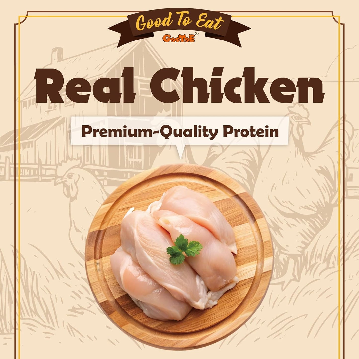 Gootoe Soft Chicken Sticks 1 lb, All Natural, Grain-Free, High-Protein, Healthy & Easily Digestible, Soft Texture, Resealable