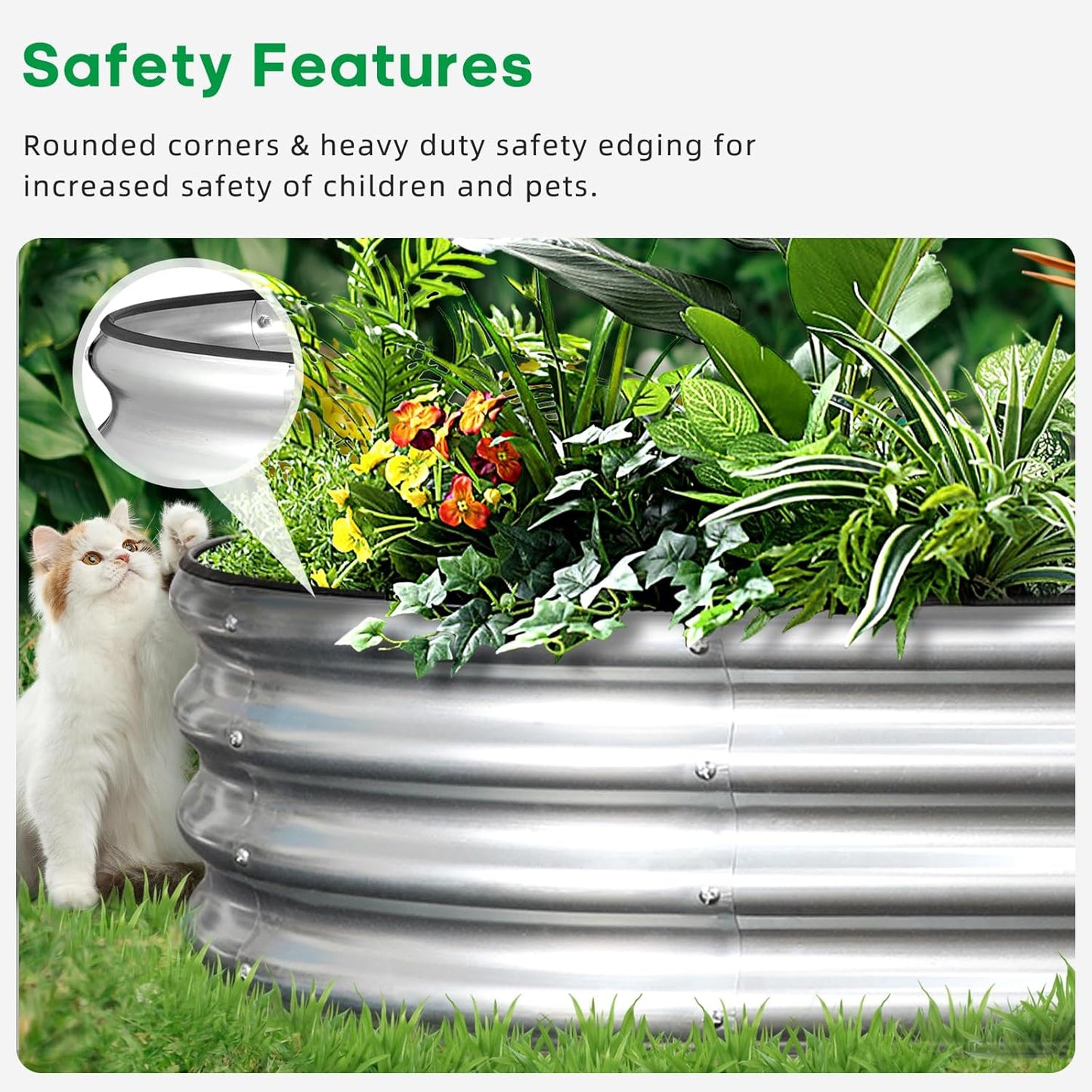 JERIA 2 Pcs 8×4×1ft Oval Raised Garden Bed,Galvanized Raised Garden Bed Kit Outdoor Metal Gardening Planter Box for Vegetable, Fruits, Flower，Herbs
