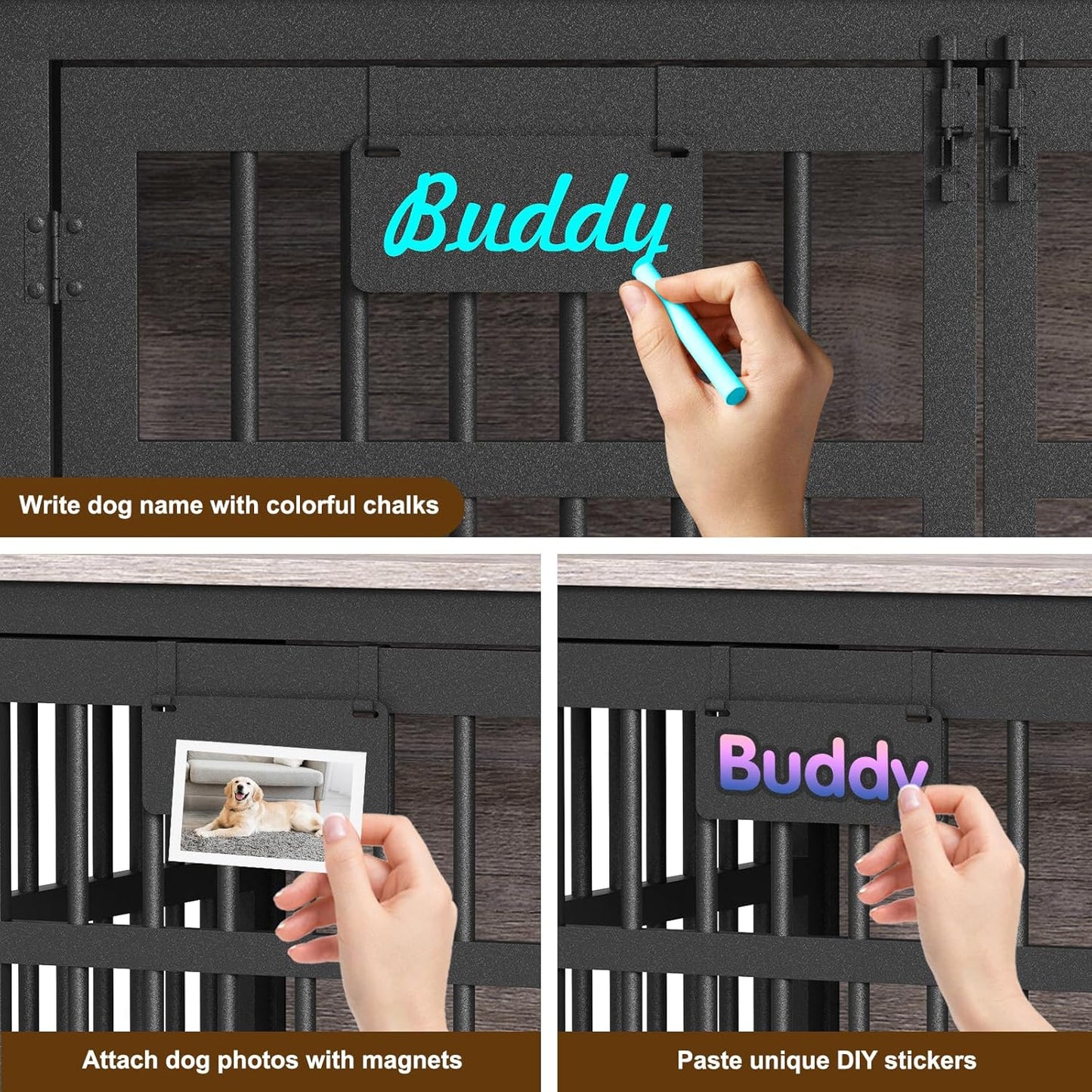 EasyCom 48"/42"/33" XXL Dog Crate Furniture with Casters, Heavy Duty Dog Kennel Indoor for Large Dogs, Escape-Proof and Chew-Proof Dog Cage for high Anxiety Dog, Decorate House as TV Stand, End Table