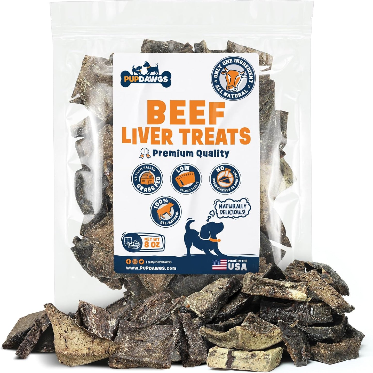 Beef Liver Dog Treats - Hickory Smoked Flavor, Nutritious Dehydrated Liver Dog Treats (8oz Package)