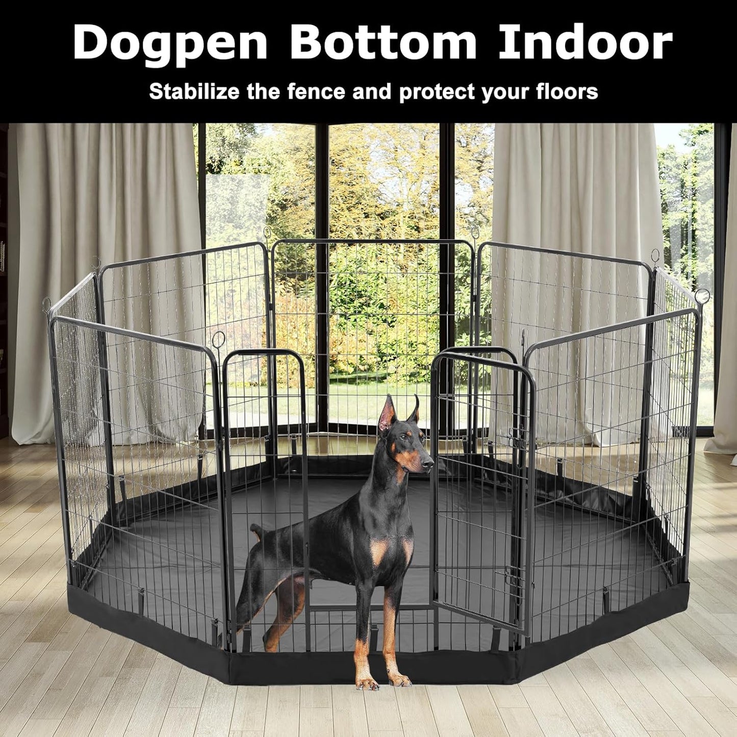 PJYuCien Dog Playpen Bottom Pad, Fits 32 Inch Width 8 Panels Regular Octagon Metal Exercise Pet Playpen, Black (Note:Playpen Not Included)