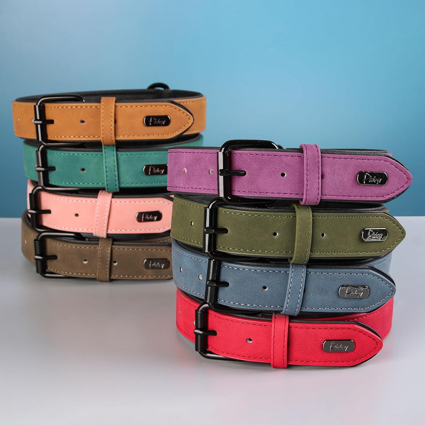 Didog Soft Padded PU Leather Dog Collar, Breathable and Adjustable Dog Collar for Large Dogs, Comfortable for Daily Walk, Brown, XL Fit Neck 17-21"(44-71 lbs)