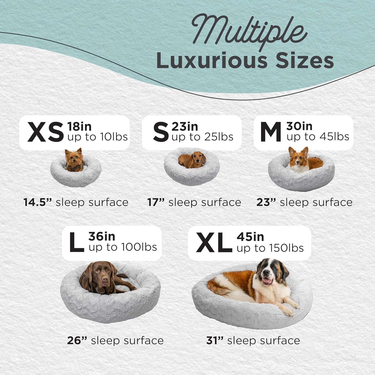 Best Friends by Sheri Original Calming Donut Dog and Cat Bed, Lux Faux Fur, Gray, (23in x 23in) - Anxiety Relief for Pets Up to 25 lbs