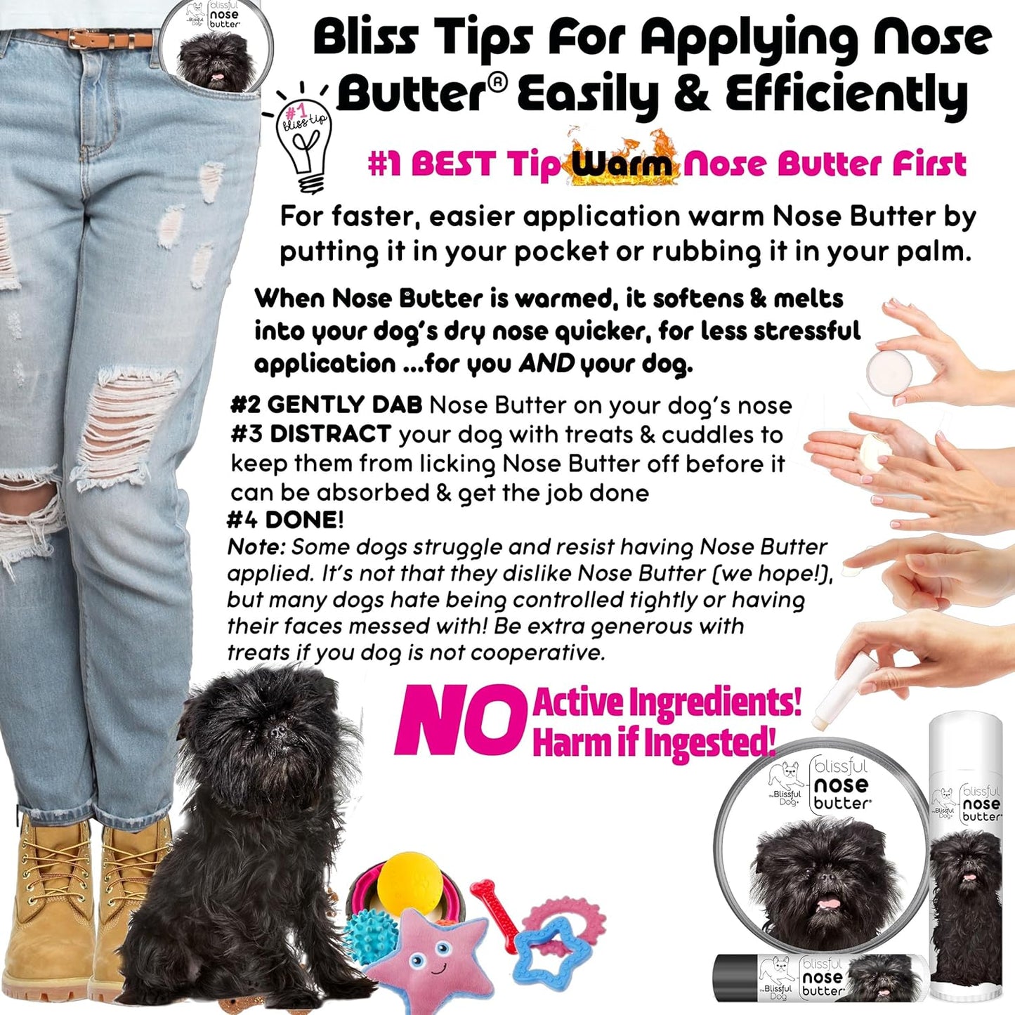 The Blissful Dog Affenpinscher Nose Butter for Dry, Cracked Skin, Lick-Safe Dog Nose Balm with Moisturizing Shea Butter, Almond, Olive, and Essential Oils, Pet Supplies, Uncented, 1 oz.