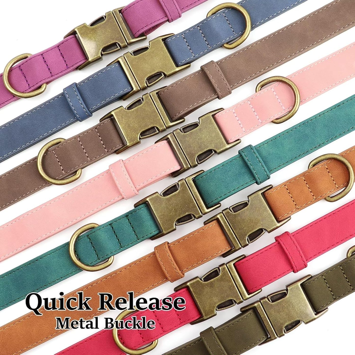 Didog Soft PU Leather Dog Collar, Stylish Quick Released Dog Collars for Medium Dogs, Easy Clean Adjustable Pet Collar for Daily Walking, Brown, M Fit 13-21" Neck