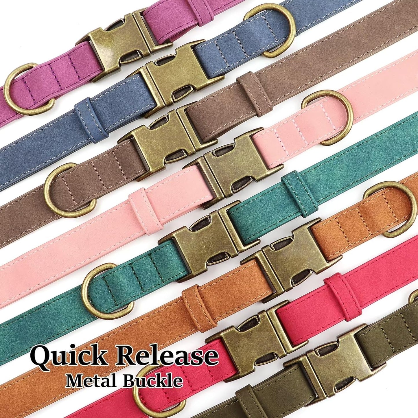 Didog Soft PU Leather Dog Collar, Stylish Quick Released Dog Collar for Large Dogs, Easy Clean Adjustable Pet Collar for Daily Walking, Brown, L Fit 15-23" Neck