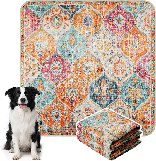 HAOCOO Washable Pee Pads for Dogs, Super Absorbent Reusable Puppy Training Pads, (2 Pack) 2Ft x 2Ft Orange Waterproof Leak-Proof and Non-Slip Whelping Pads Potty Pads for Pet Housebreaking