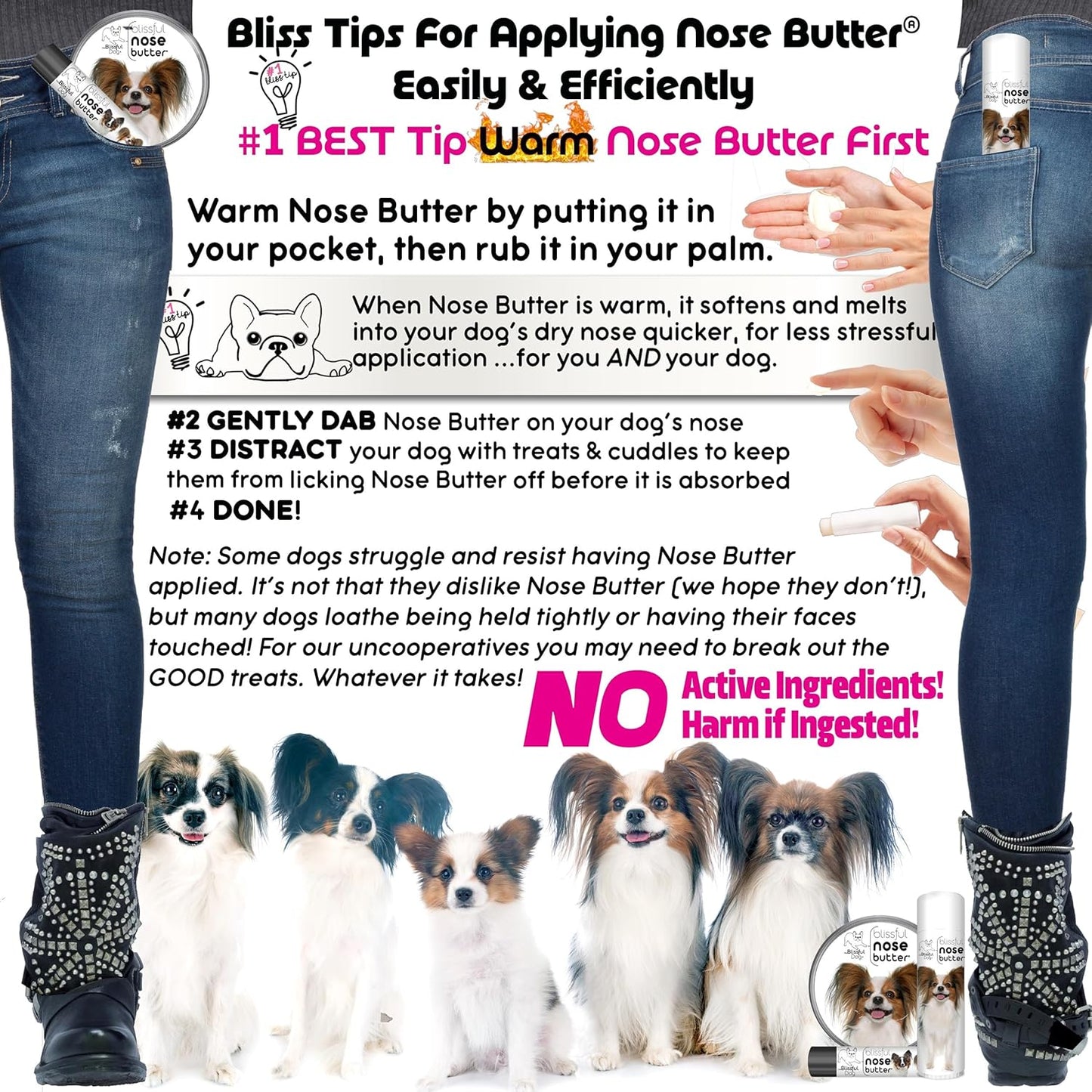 The Blissful Dog Papillon Unscented Nose Butter - Dog Nose Butter, 16 Ounce