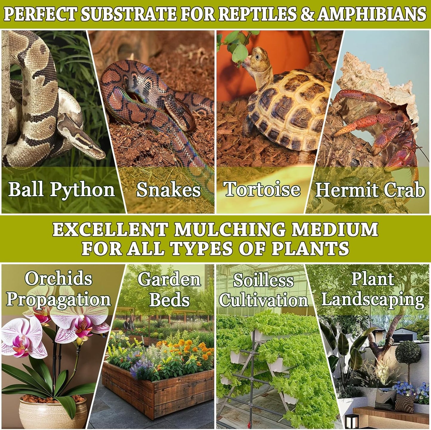 ZeeDix 6PCS Natural Coconut Chips Substrate for Reptiles, Coconut Fiber Husk Reptiles Bedding, Compressed Coco Chips Substrate for Ball Python, Snakes, Tortoise, Hermit Crab, Frogs, Lizard, Tarantula