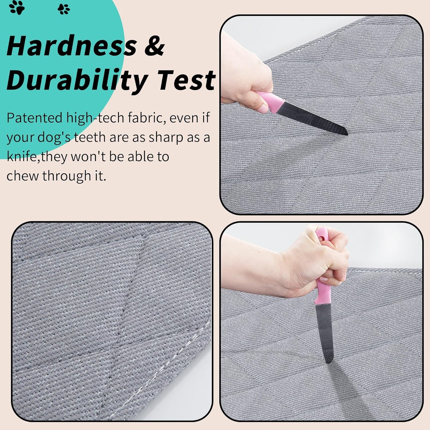 MABOZOO Indestructible Dog Beds - Chew Proof Crate Pad for Aggressive Chewers, Machine Washable Quilted Mat, Durable for Small Dogs, Grey Kennel Pad (28x47 in)