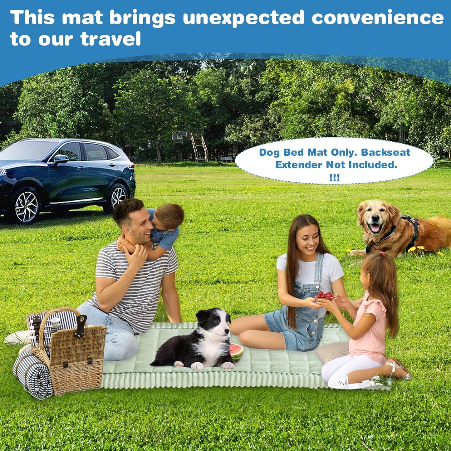 VClife Dog Car Seat Cover for Backseat Extender, Anti Slip Dog Bed Mat Travel Blanket, Pet Friendly Backseat Cover for Cars, SUVs, Small Trucks, Back Seat Extender Protector (Sage Green, 51"×23.6")