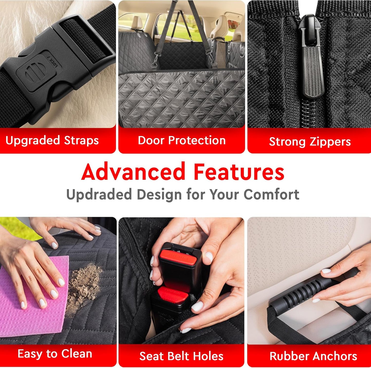 Helteko Back Seat Extender for Dogs, Premium Car Seat Cover with Hard Bottom Plates, Waterproof Backseat Protector, Mesh Window and 2 Storage Pockets, Hammock Travel Bed for Crew Cab and Full Trucks