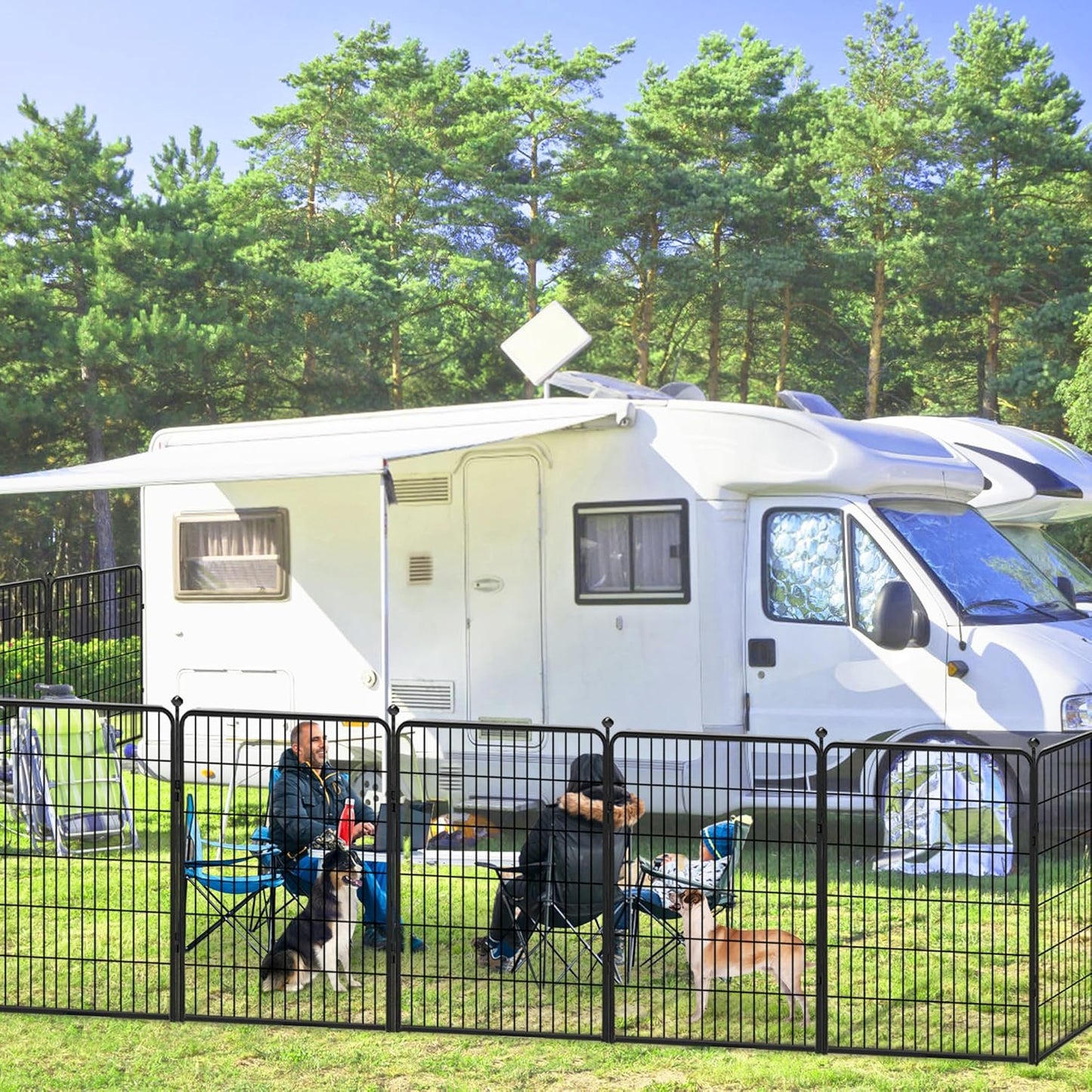 Dog Playpen 40 inch 24 Panels Indoor Outdoor Dog Pen for Large/Medium/Small Dogs Heavy Duty Metal Dog Fence Outdoor for Yard, Puppy Playpen with Door Portable Pet Fence for RV Camping Yard