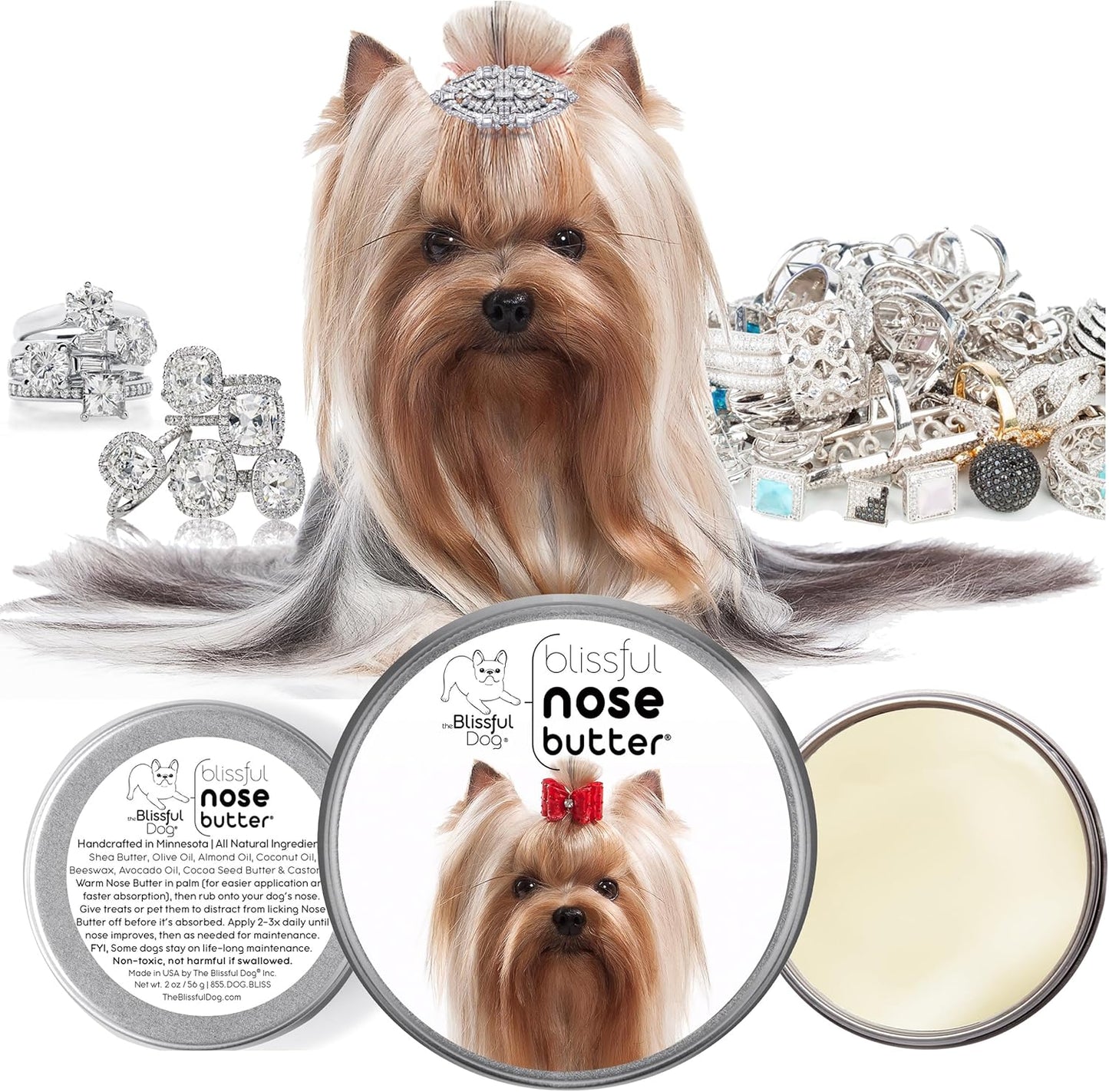 The Blissful Dog Yorkshire Terrier Unscented Nose Butter, 16oz