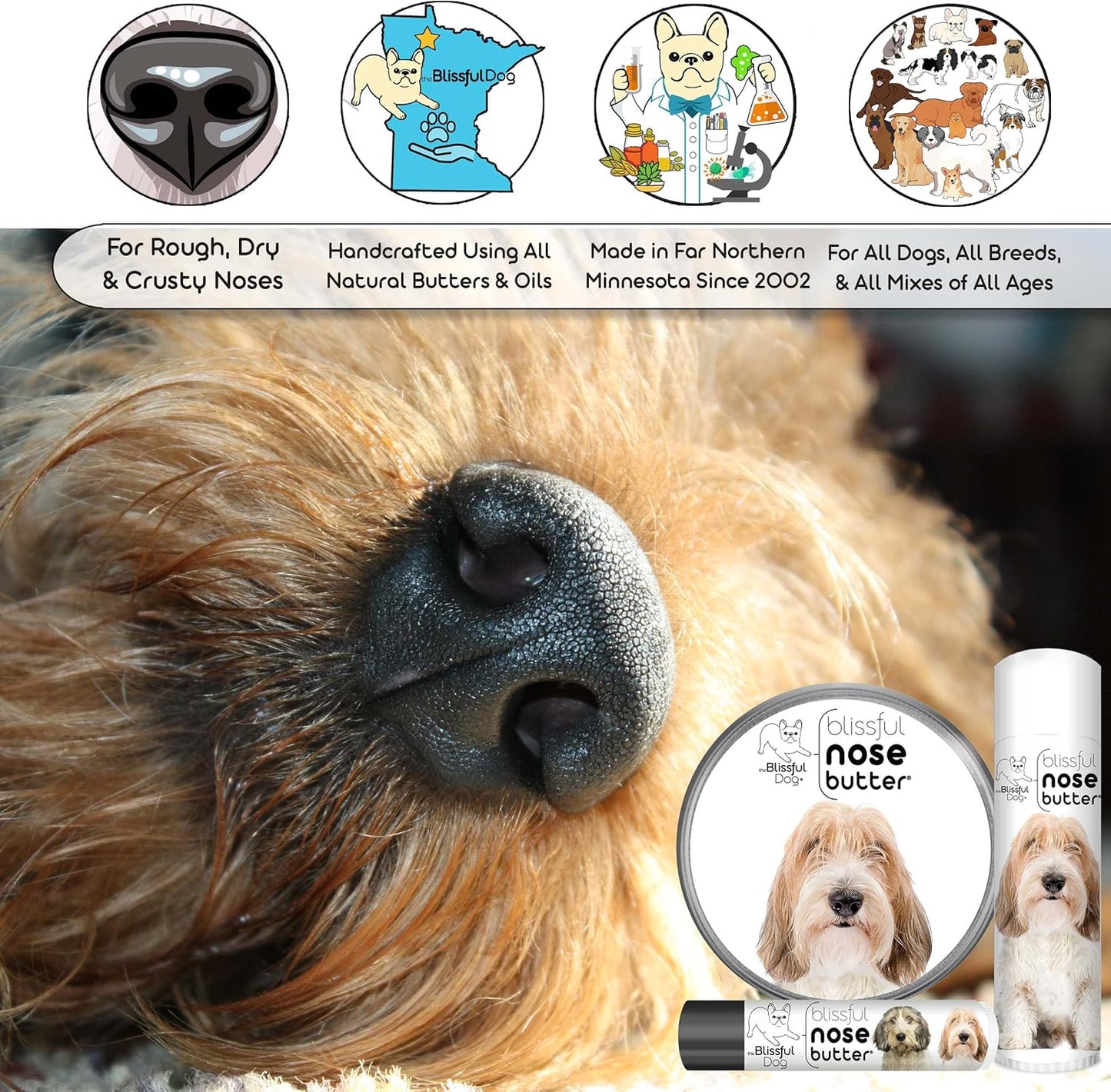 Petit Basset Griffon Unscented Nose Butter - Dog Nose Butter, 16 Ounce