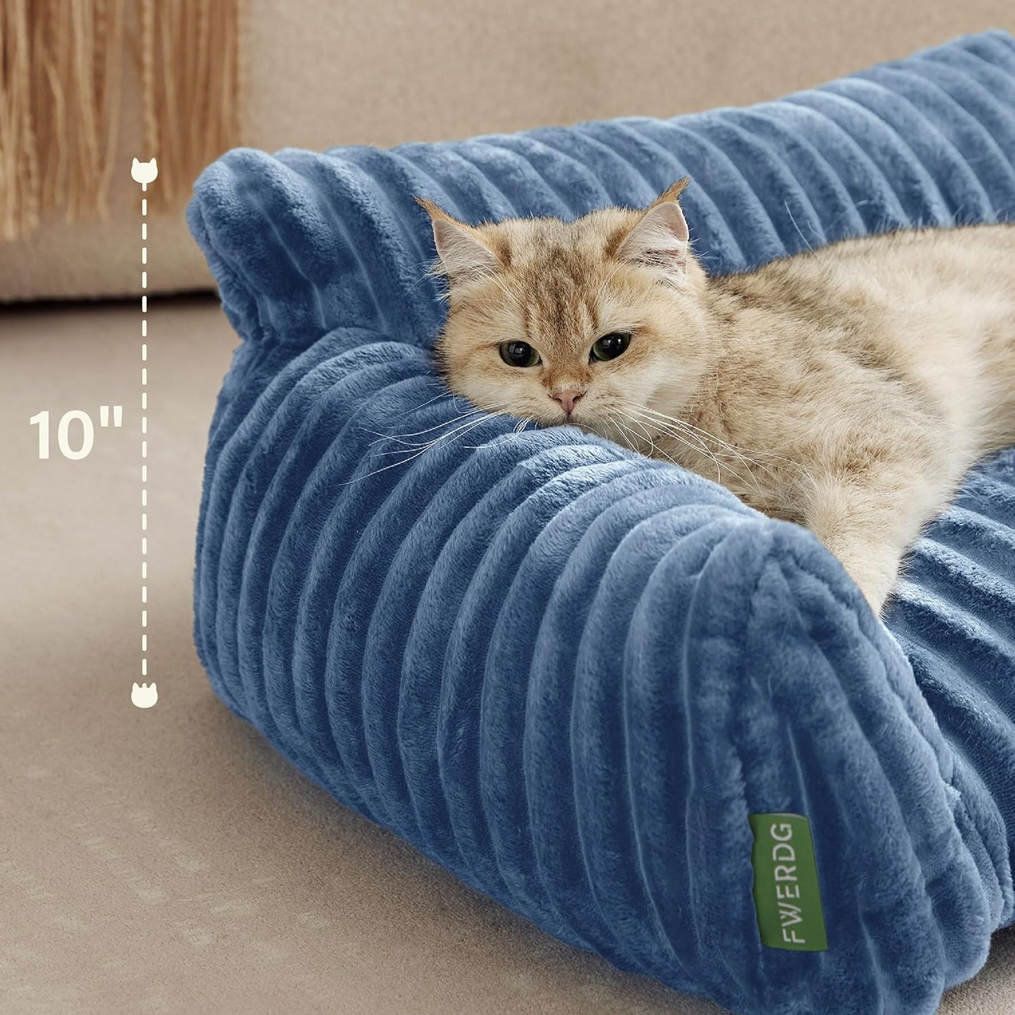 Cute Couch Bed for Pets, Supportive Cat Sofa for Indoor Cats, Medium Dog Sofa Bed for Medium Dogs, Blue, 30 inches
