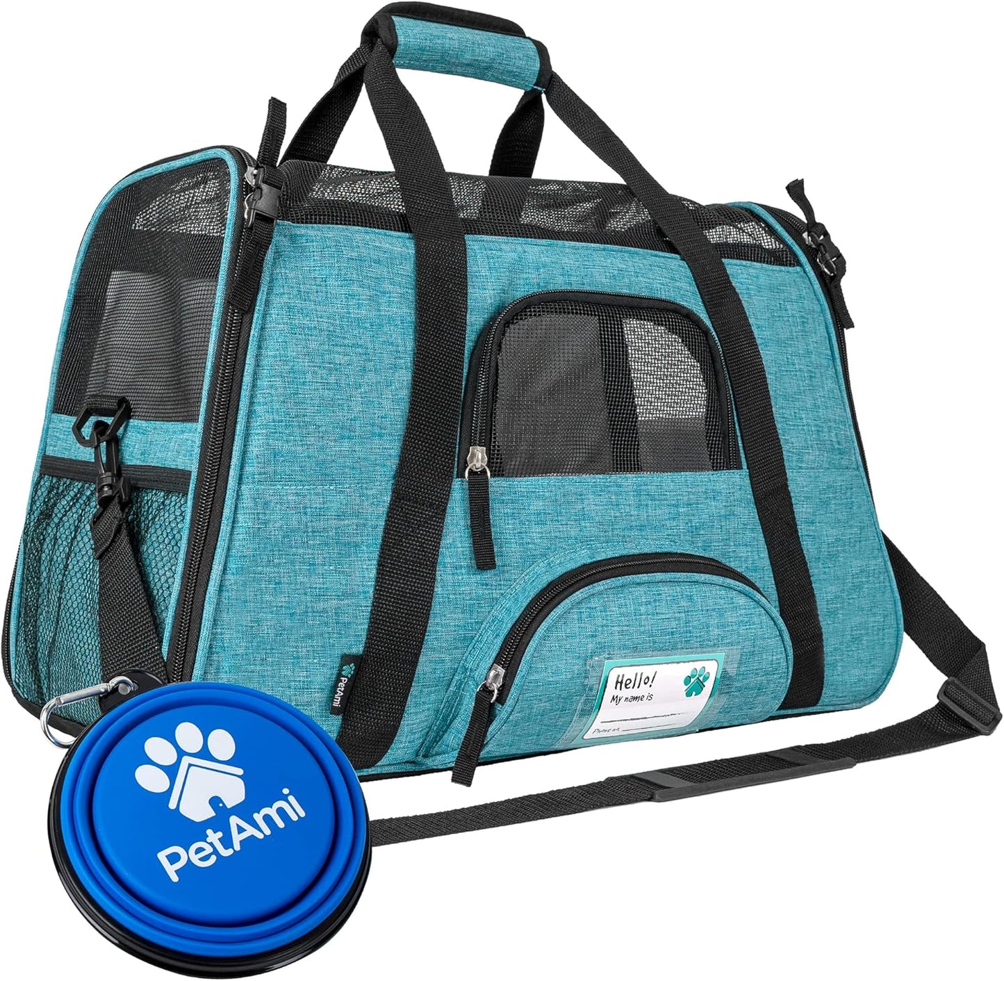 PetAmi Airline Approved Pet Carrier for Cat, Soft Sided Dog Carrier for Small Dog, Cat Travel Supplies Accessories Indoor Cat, Ventilated Pet Carrying Bag Medium Large Kitten Puppy, Small Heather Blue