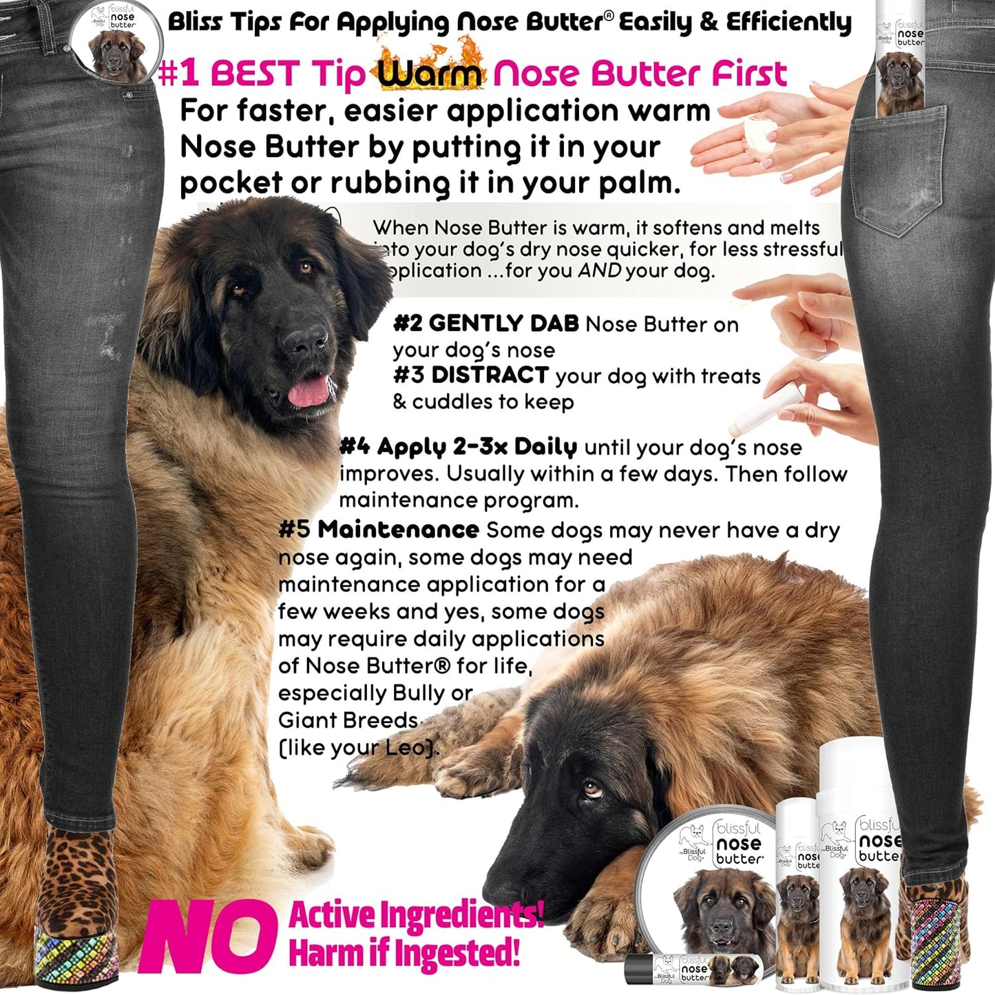 The Blissful Dog Leonberger Unscented Nose Butter - Dog Nose Butter, 1 Ounce