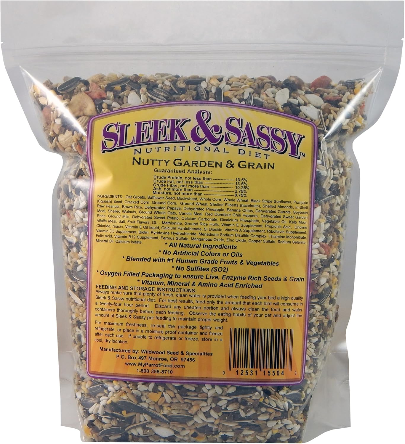 SLEEK & SASSY Nutty Garden & Grain Parrot Food (4 lbs.)
