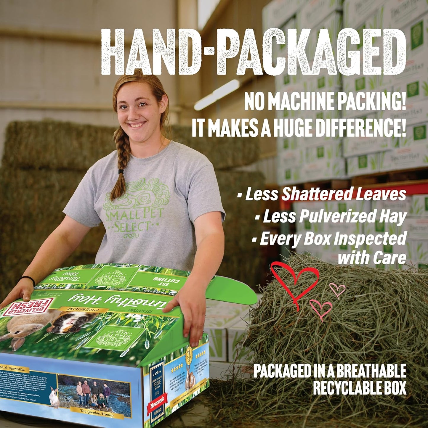 Small Pet Select 1st Cutting Timothy Hay, Animal Food for Guinea Pig, Rabbit, Hamster, Bunny, or Chinchilla, Natural Hay Grown in The USA, 40lb