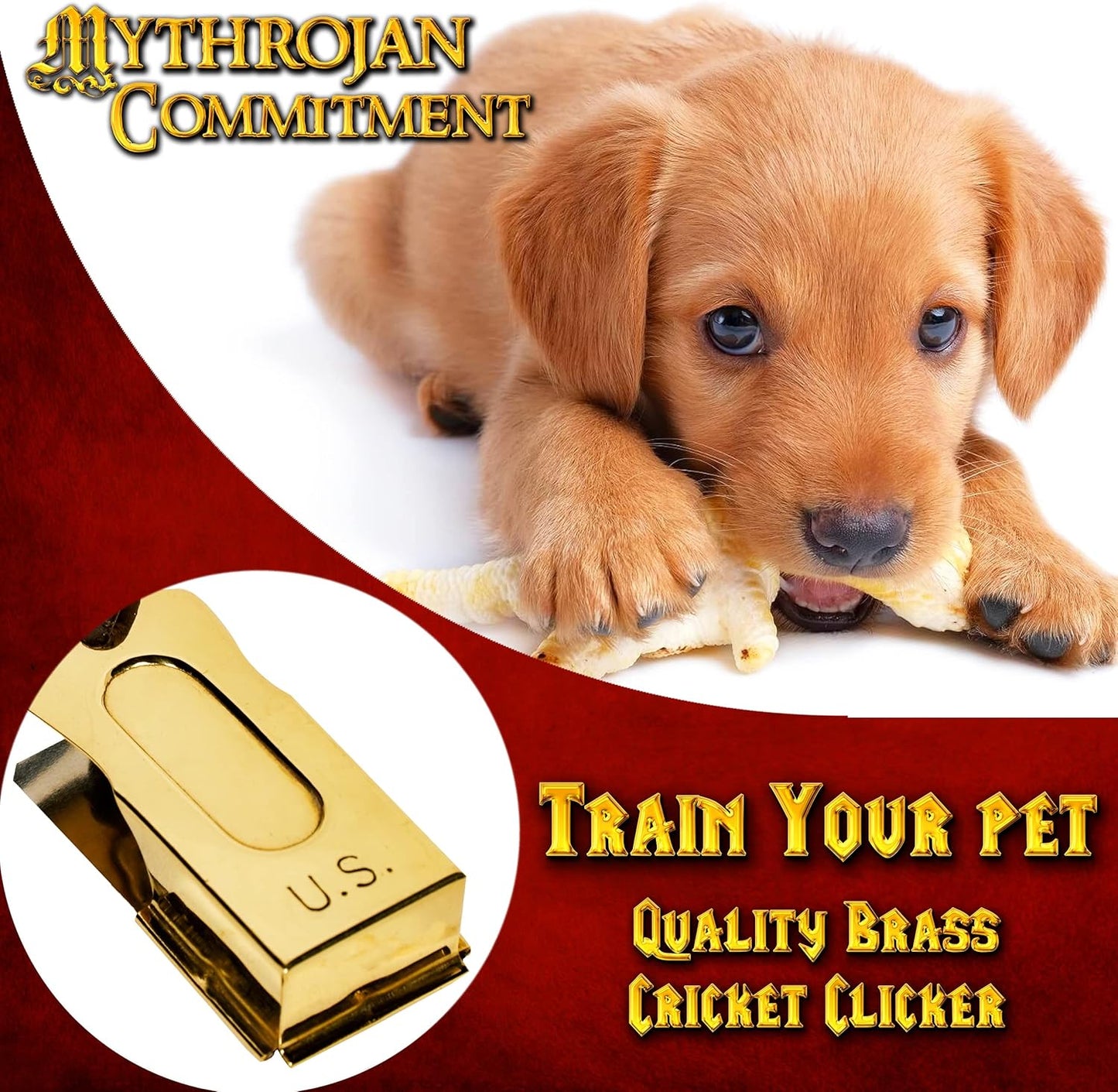 Mythrojan Brass and Steel Pet Training Clicker Puppy Dog Training Cricket Clicker U.S. Engraved WII Military Gear Metal Clicker