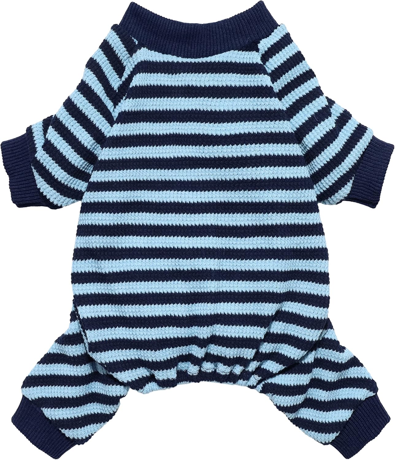 Fitwarm Blue and White Striped Dog Pajamas, Waffle Dog Clothes for Small Dogs Girl Boy, Puppy Onesie with Feet, Pet Cat Outfit, Medium