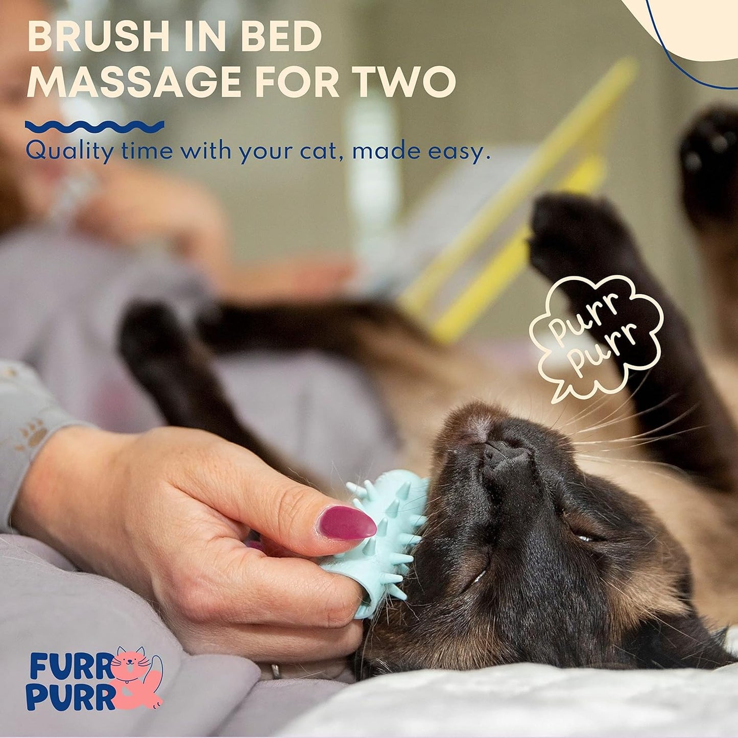 Furr&Purr Cat Brush, Made in the USA, Face Massager, Face Scratcher, Calming Care Comb for Cats, Indoor Cats (1-Pack)