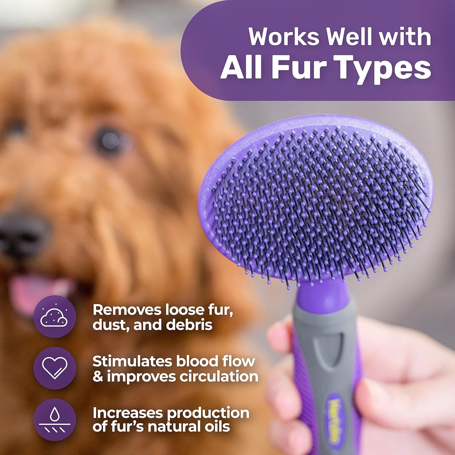 Hertzko Dog Brush - Soft Pin Bristle Pet Brush for Dogs and Cats - Remove Fur, Loose Hair - Comb for Grooming - Dog Brush for Long Haired Dogs and Short Haired Dogs, Cats, Rabbits - Deshedding Tool