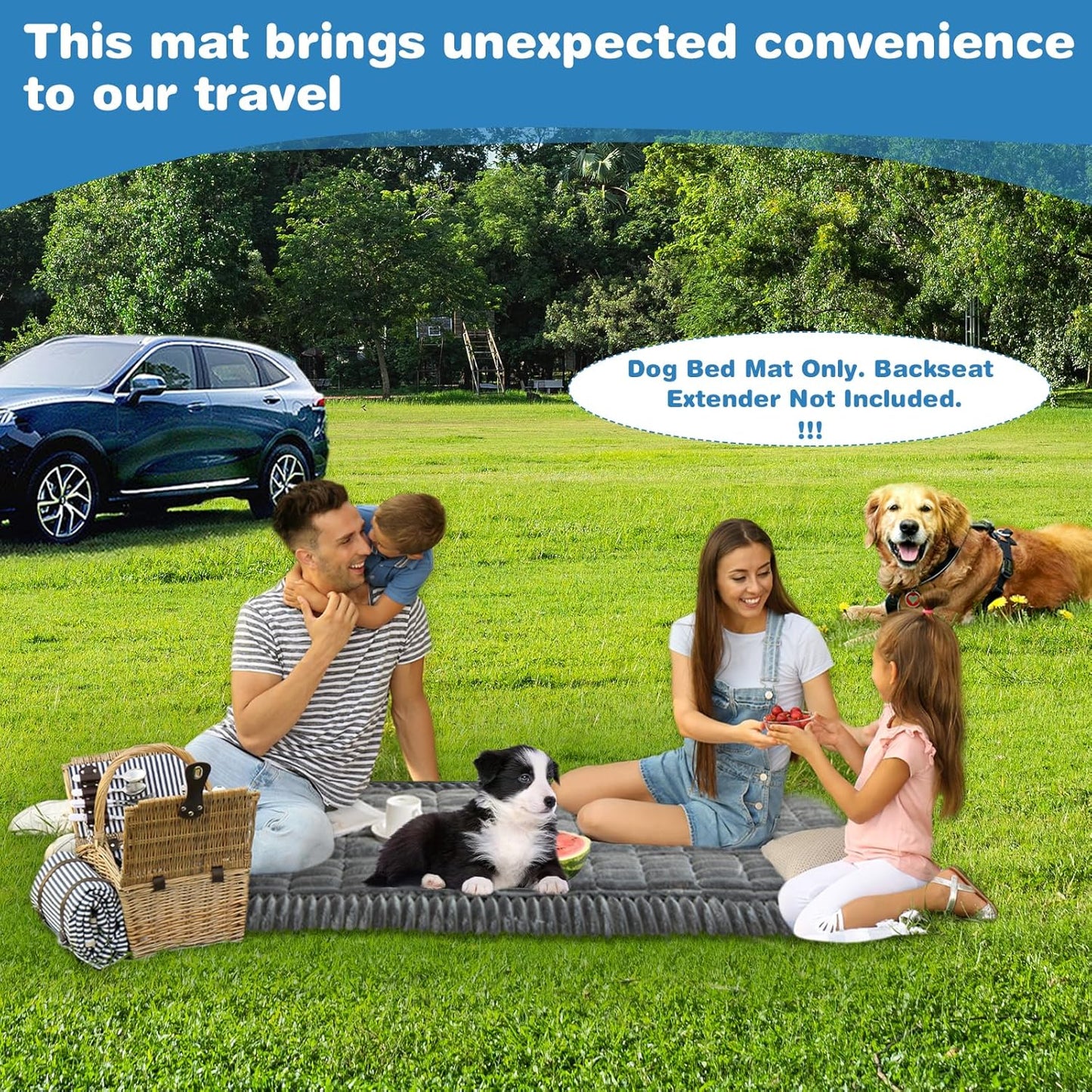 VClife Dog Bed for Car Backseat Anti Slip Pet Travel Bed, Soft Furry Cat Pet Bed Mat Washable Seat Cover for Car, Floor, Sofa, Portable Blanket, Custom Fit for Backseat Extender (Dark Gray, 59"×27.6")