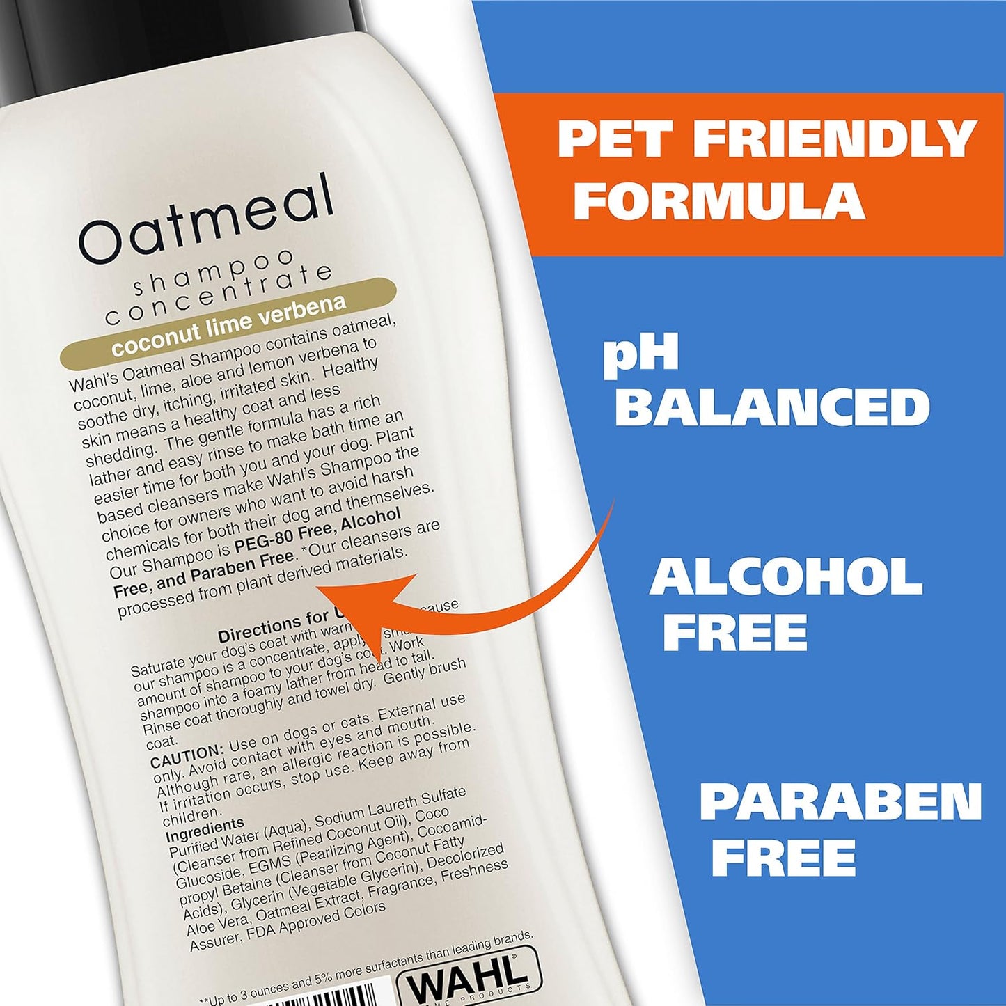 Wahl USA Dry Skin & Itch Relief Pet Shampoo for Dogs – Oatmeal Formula with Coconut Lime Verbena Scent & Pet Friendly Formula, 24 Oz - Model 820004A