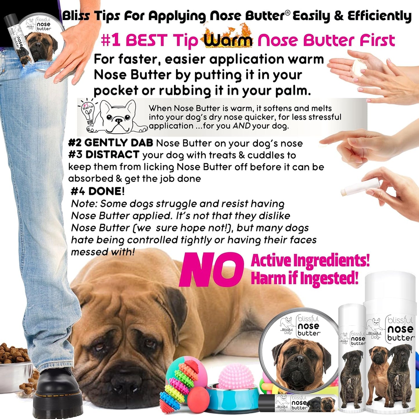 The Blissful Dog Bullmastiff Unscented Nose Butter - Dog Nose Butter, 2 Ounce