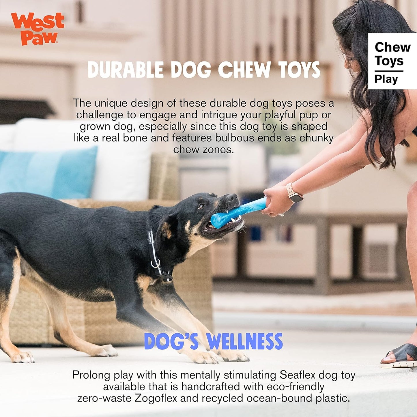 WEST PAW Seaflex Drifty Dog Toy – Machine Washable Dog Toys for Moderate Chewers – Eco-Friendly Zogoflex Toys for Dogs – Perfect for Gnawing, Fetch, Catch, Pet Training – 8.5" Large, Emerald